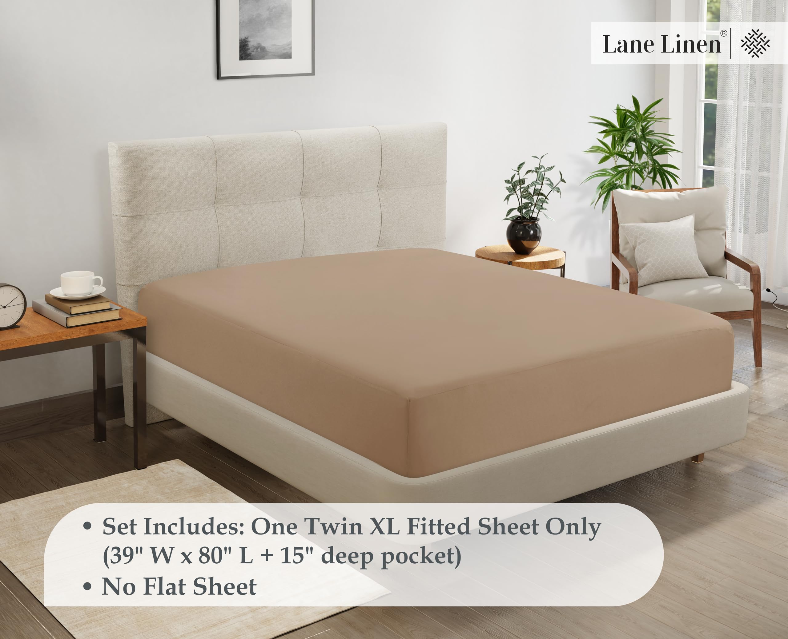 Foto 8 pulgar | Sábana Bajera Lane Linen Lane Linen Twin Xl Taupe Microfiber - Venta Internacional.