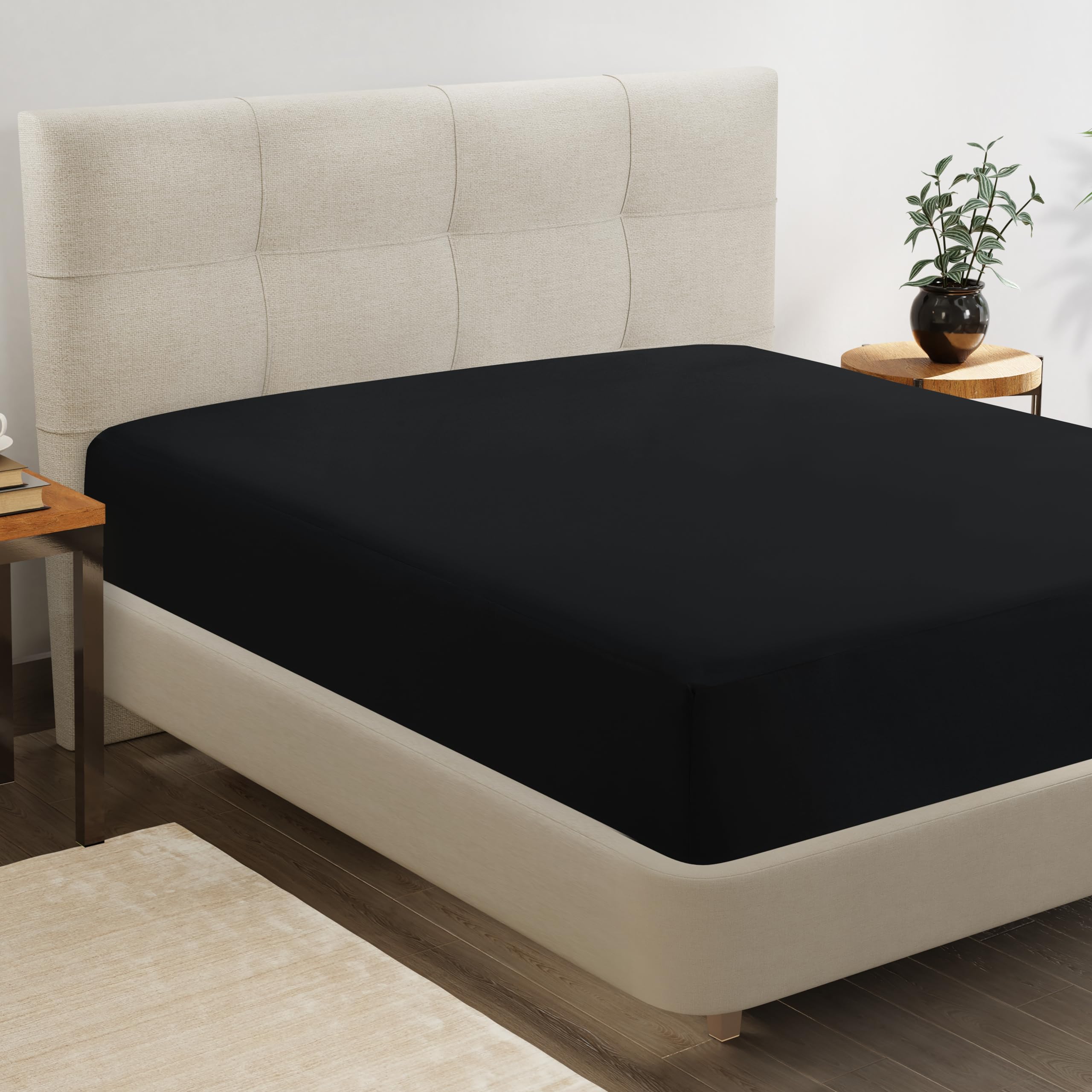 Sábana Bajera Ajustable Lane Linen de Microfibra Negra - Venta Internacional