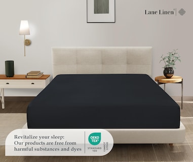 Foto 2 | Sábana Bajera Ajustable Lane Linen de Microfibra Negra - Venta Internacional
