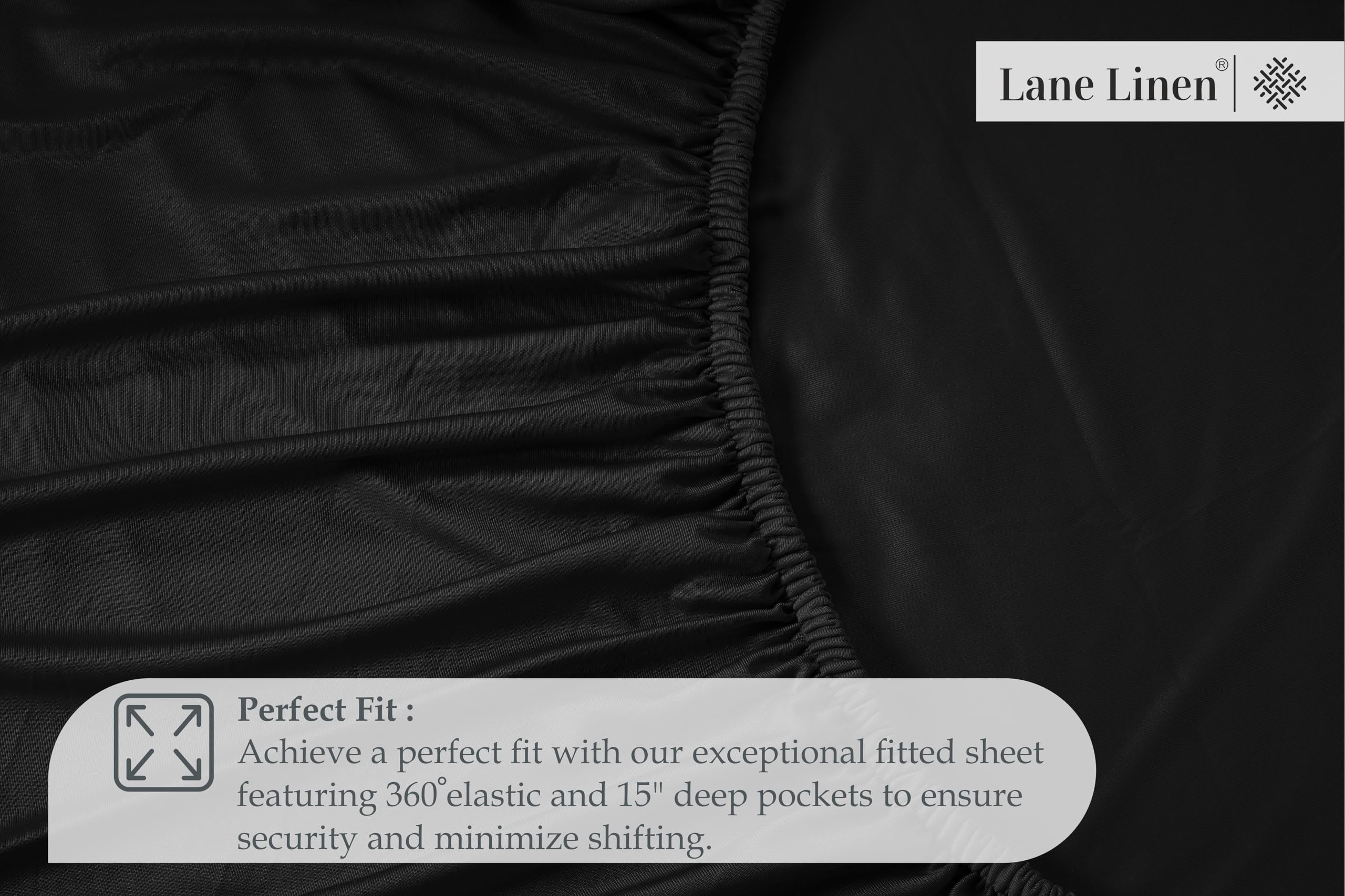 Foto 5 pulgar | Sábana Bajera Ajustable Lane Linen de Microfibra Negra - Venta Internacional