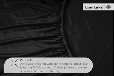 Foto 4 | Sábana Bajera Ajustable Lane Linen de Microfibra Negra - Venta Internacional