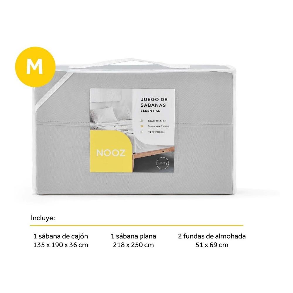 Foto 8 | Juego de Sábanas de Microfibra Matrimoniales Nooz Grises 1 Juego de 4 Piezas