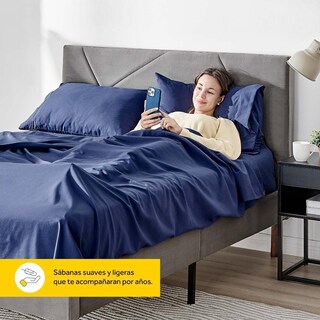 Foto 5 | Juego de Sábanas de Microfibra King Size Nooz Azul 1 Juego de 4 Piezas