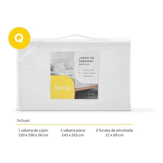 Foto 8 | Juego de Sábanas de Microfibra Nooz de Cajón Plana y Funda para Almohada Suave y Fácil de Lavar Queen Size