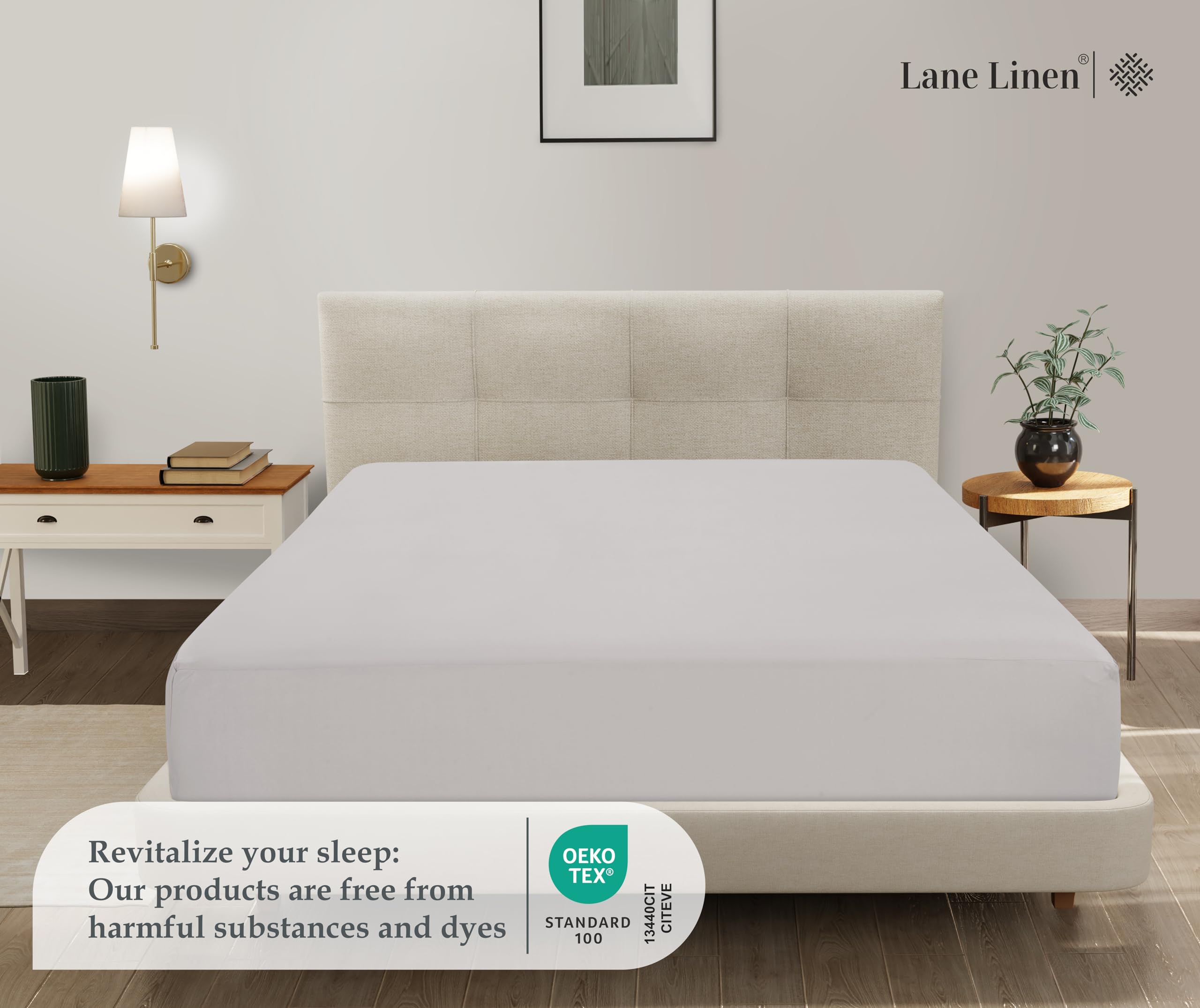 Foto 2 | Sábana Bajera Lane Linen Lane Linen, Doble, Blanca, Microfibra - Venta Internacional.
