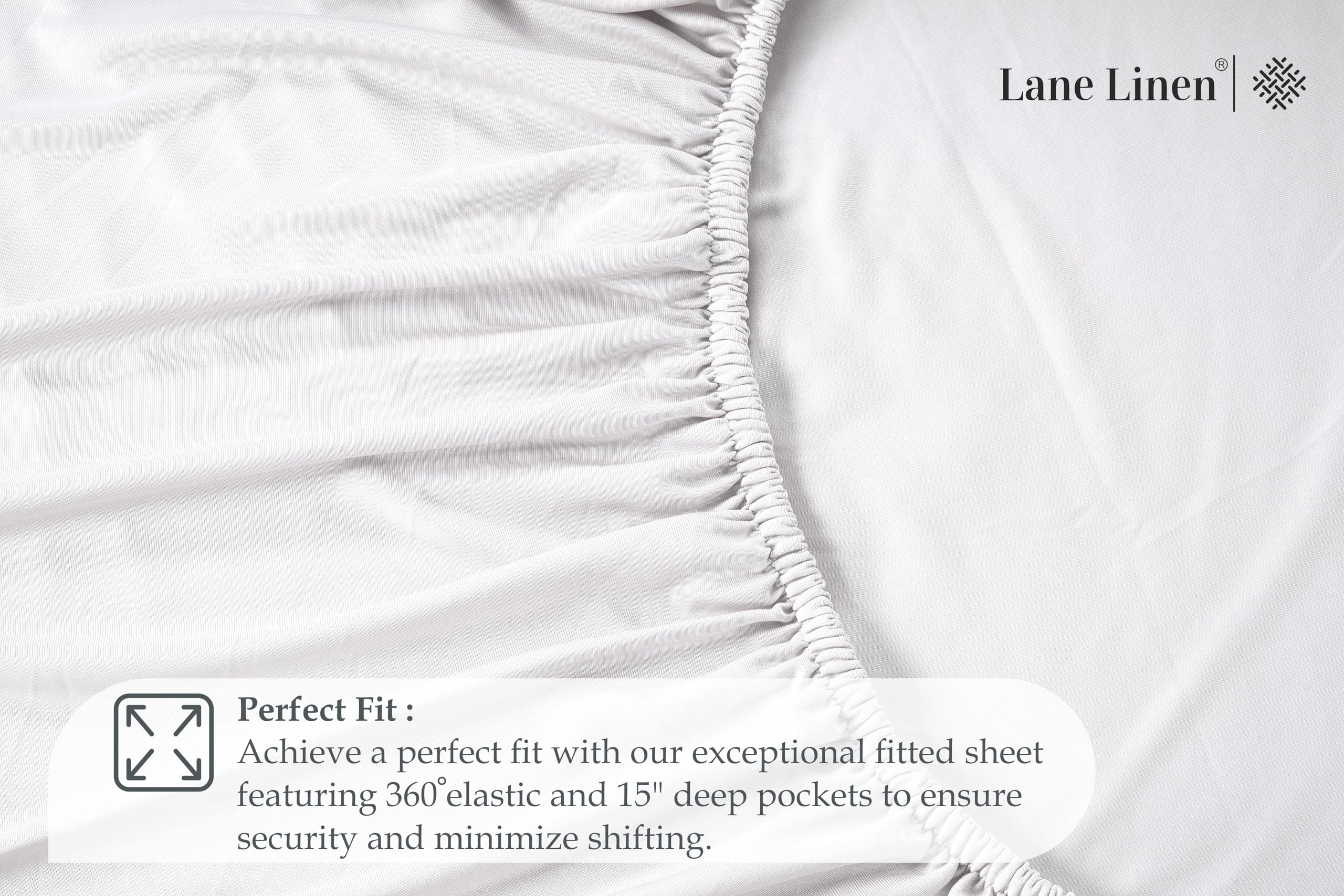Foto 4 | Sábana Bajera Lane Linen Lane Linen, Doble, Blanca, Microfibra - Venta Internacional.