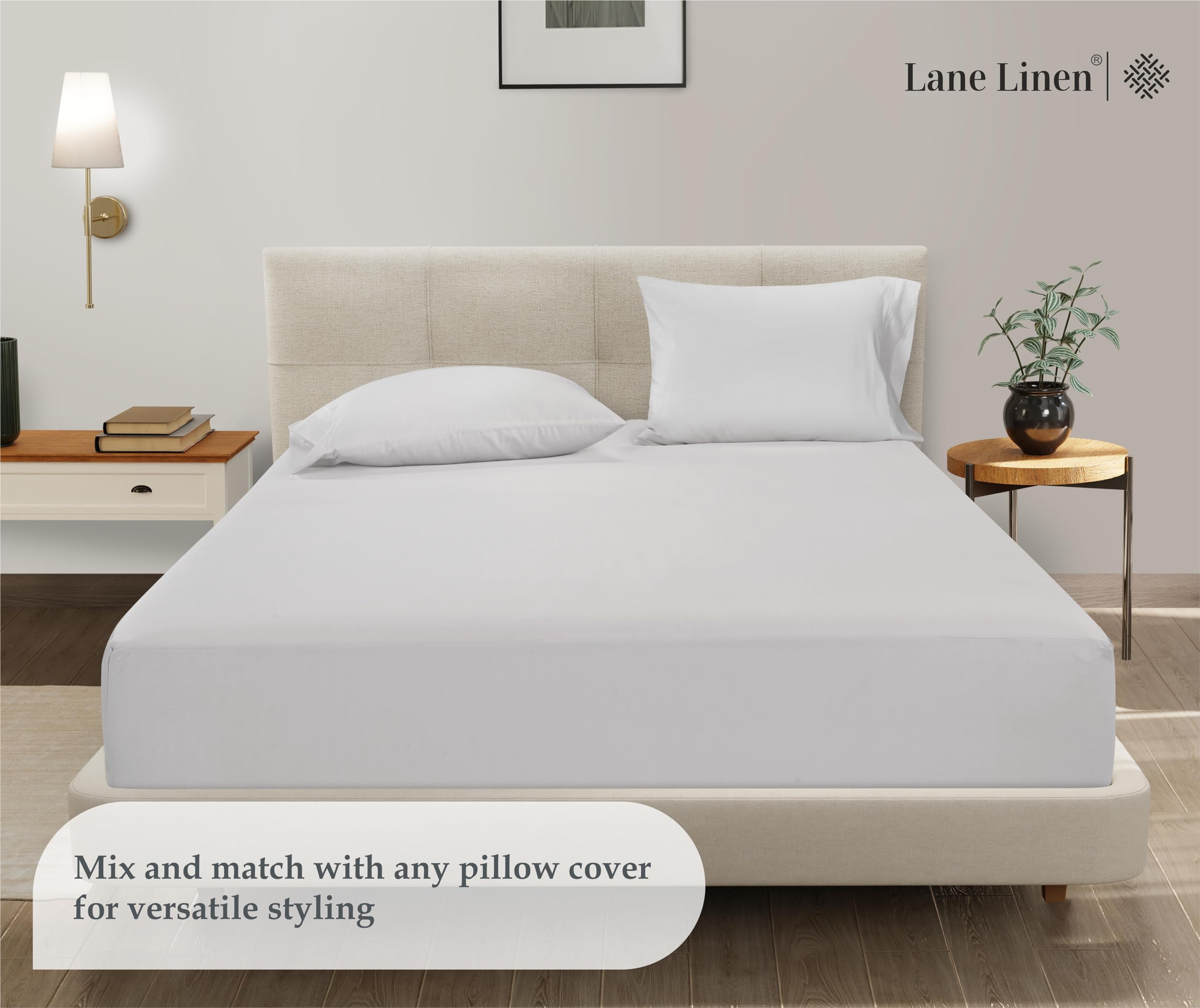 Foto 5 | Sábana Bajera Lane Linen Lane Linen, Doble, Blanca, Microfibra - Venta Internacional.