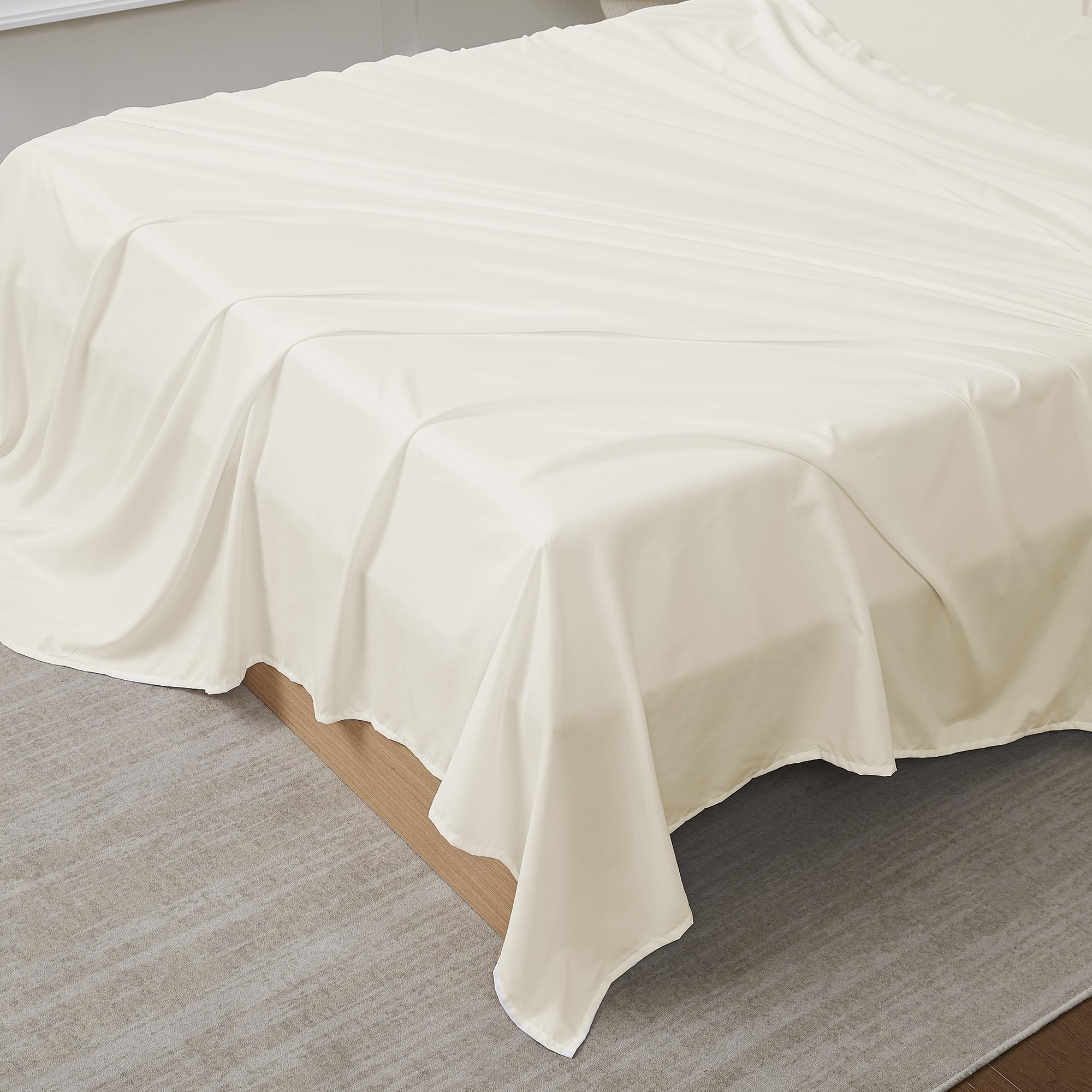 Sábana Plana Sweet Home Collection Ultra Soft Twin Ivory - Venta Internacional.