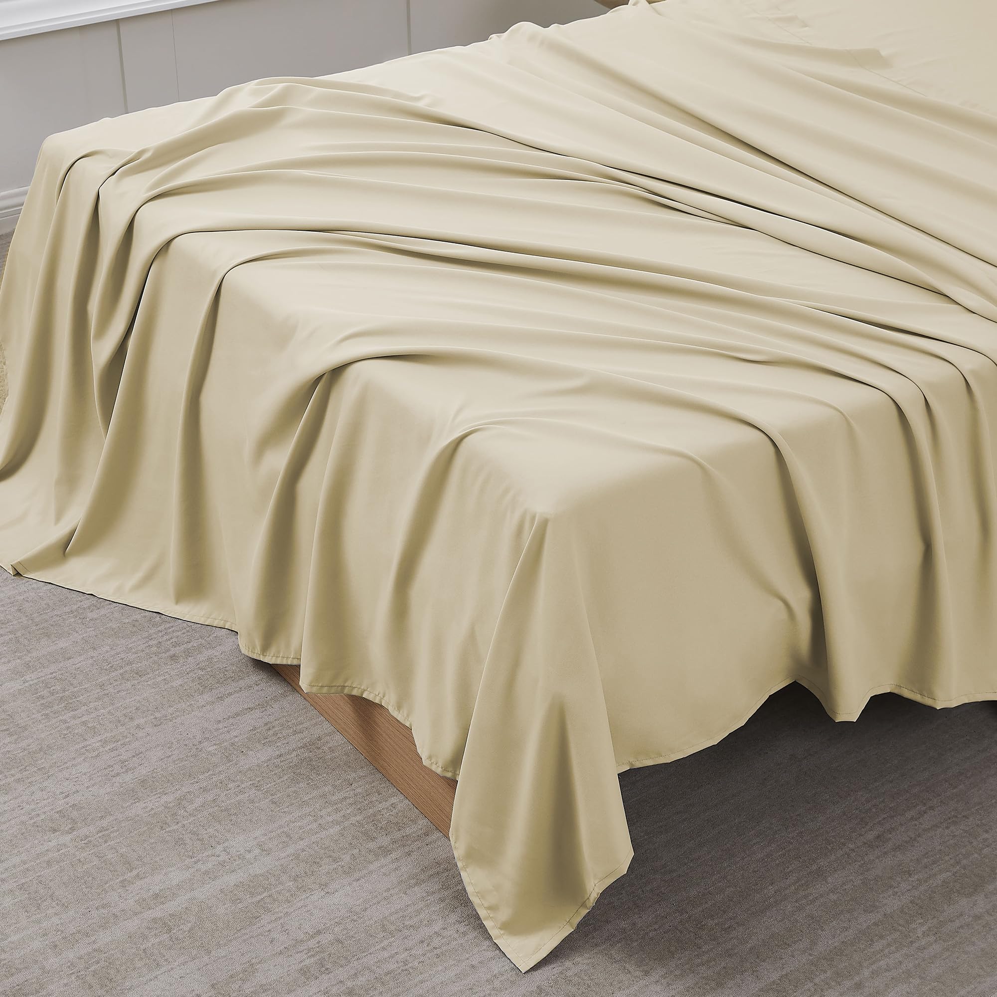 Foto 2 pulgar | Sábana Plana Sweet Home Collection Ultra Soft Twin Beige - Venta Internacional.