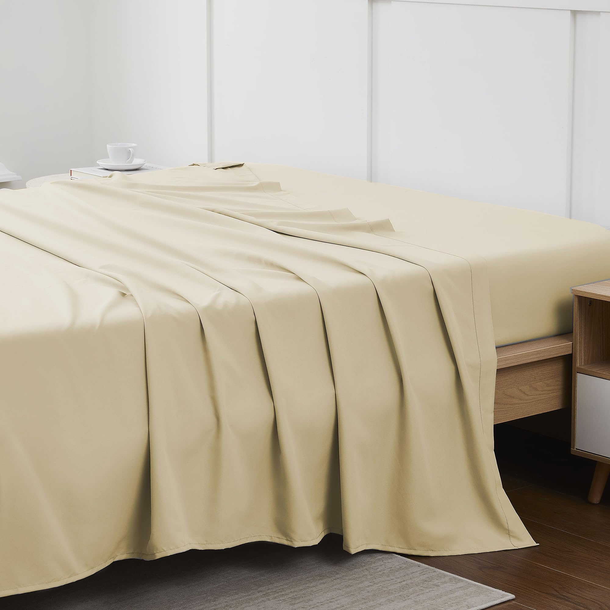 Foto 4 pulgar | Sábana Plana Sweet Home Collection Ultra Soft Twin Beige - Venta Internacional.