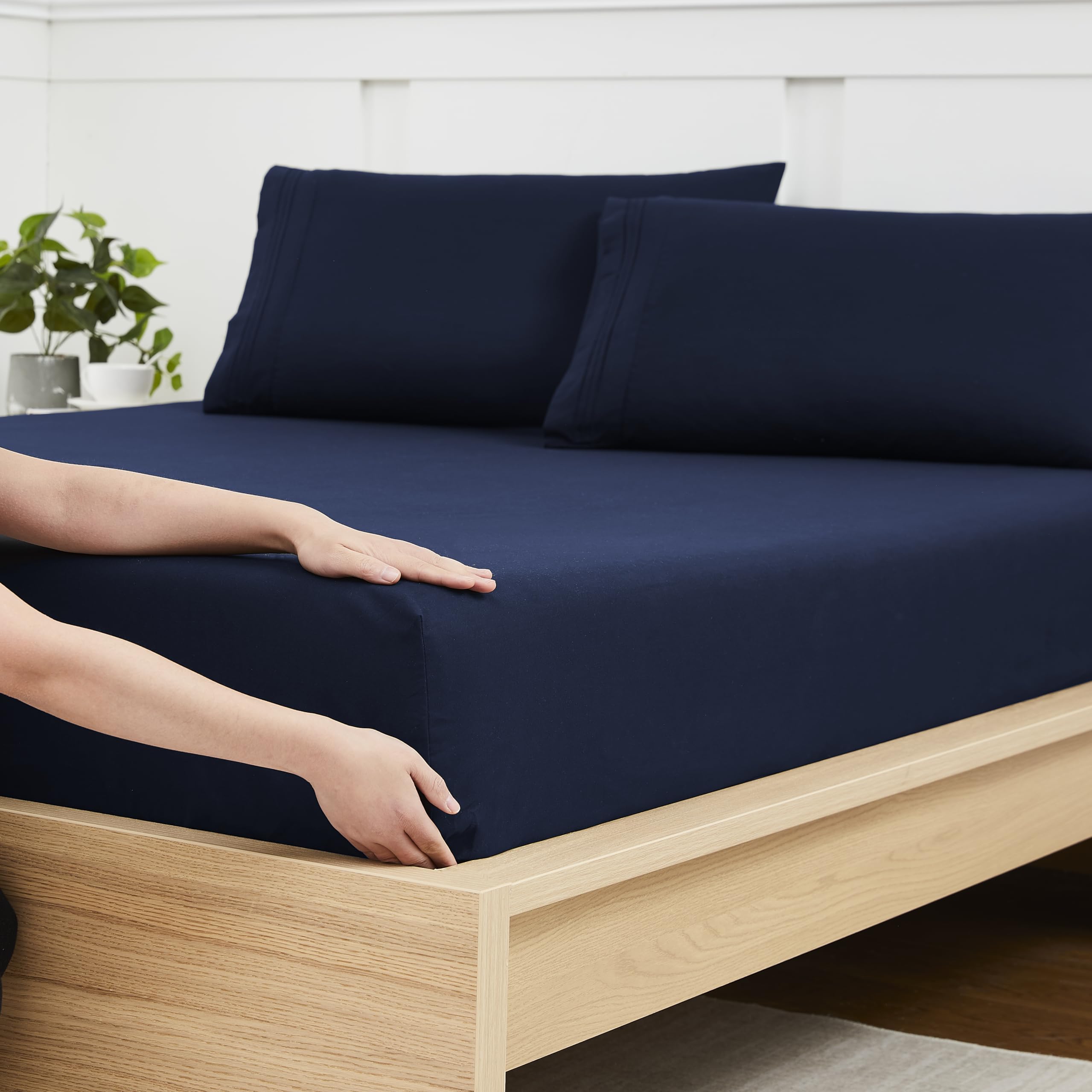 Sábana Bajera Ajustable Sweet Home Collection Twin Xl De Microfibra Azul Marino - Venta Internacional.