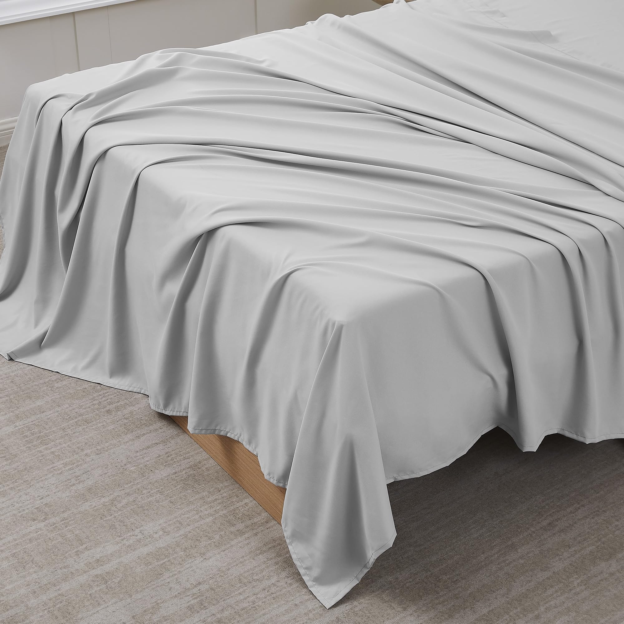 Sábana Encimera Sweet Home Collection Ultra Soft Queen Silver - Venta Internacional.