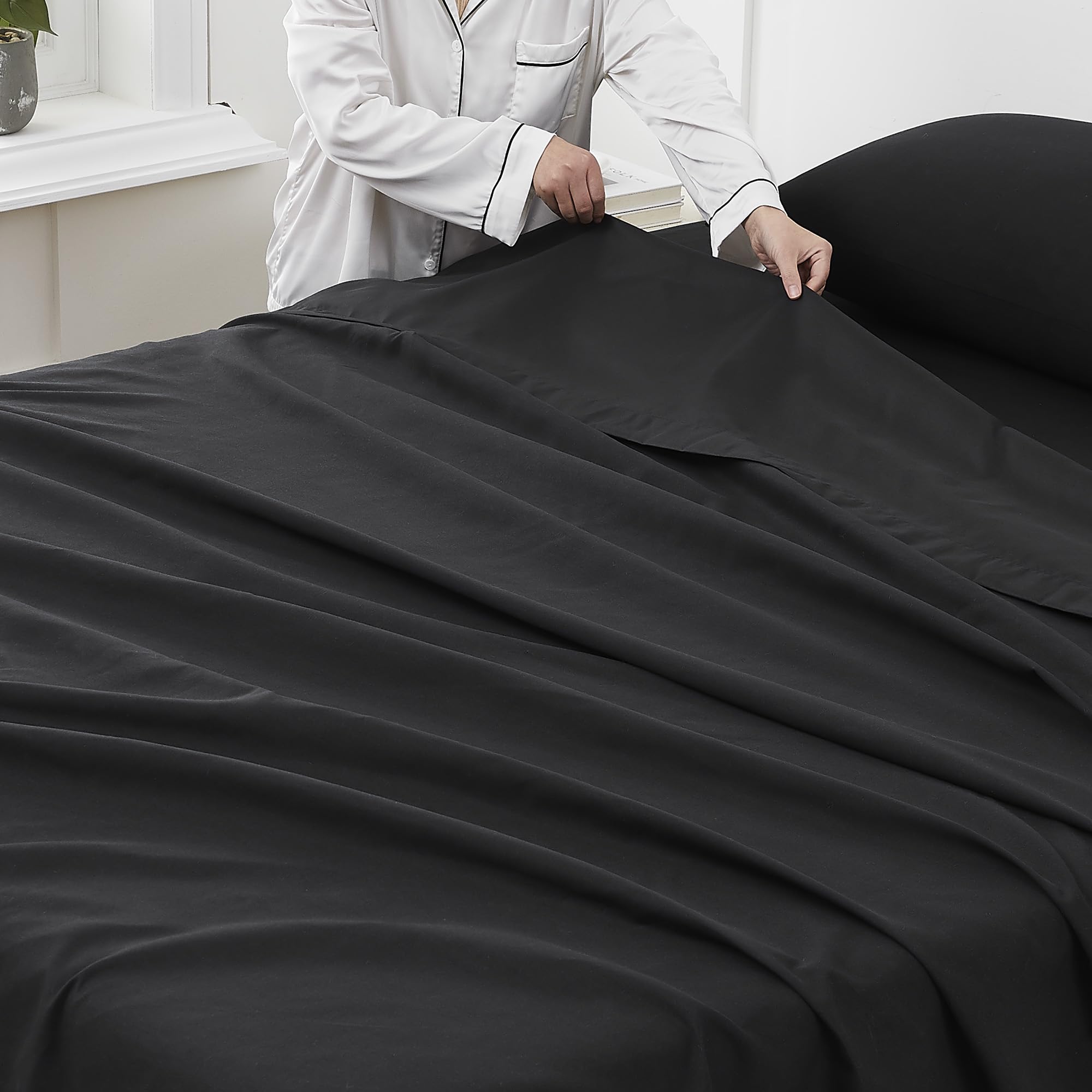 Foto 4 | Sábana Encimera Sweet Home Collection, Tamaño King, Color Negro - Venta Internacional.