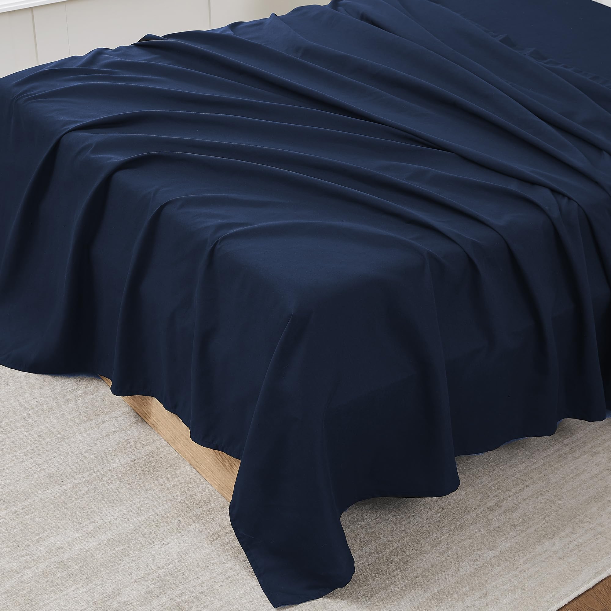 Sábana Plana Sweet Home Collection Ultra Soft Queen Azul Marino - Venta Internacional.