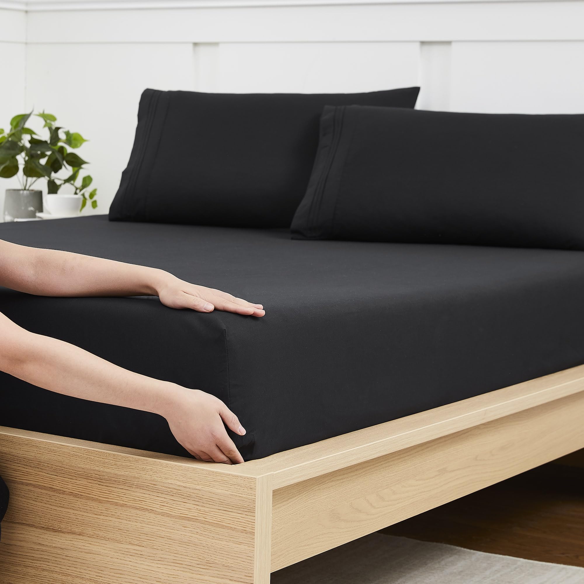 Sábana Bajera Ajustable Sweet Home Collection Twin Xl Negra - Venta Internacional.