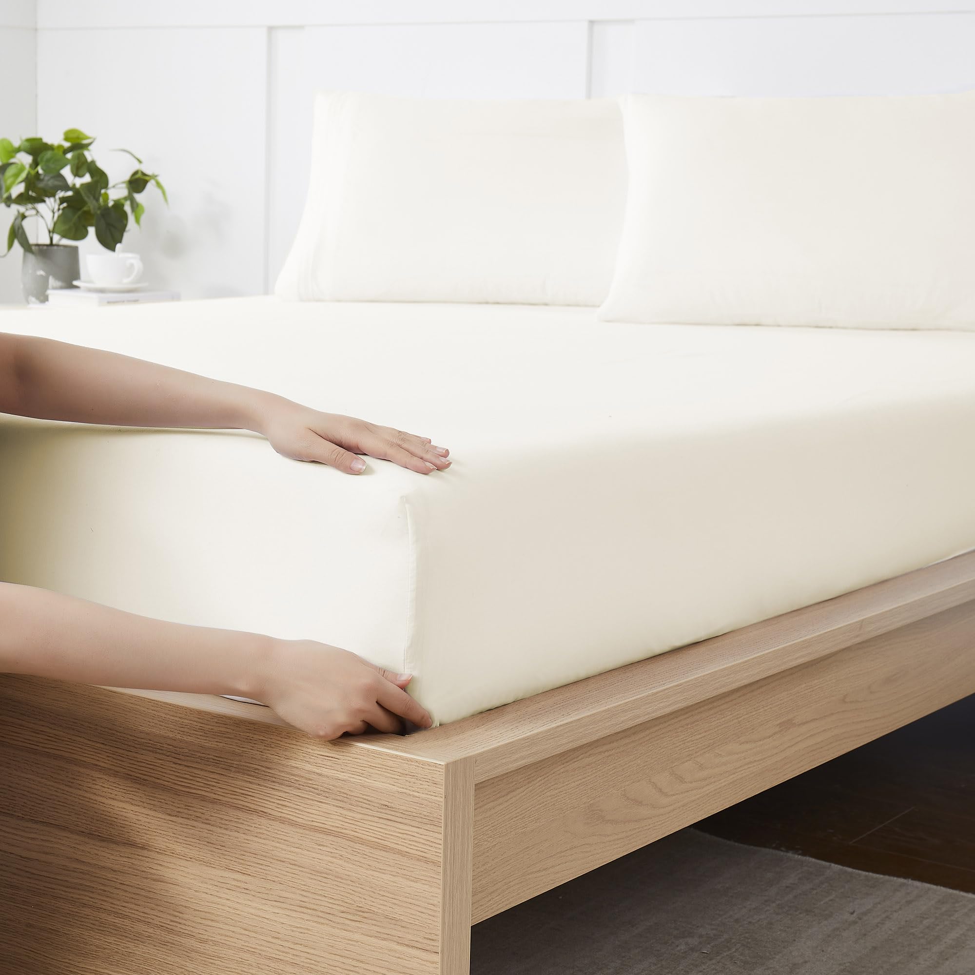 Sábana Bajera Ajustable Sweet Home Collection Twin Ivory De Microfibra - Venta Internacional.