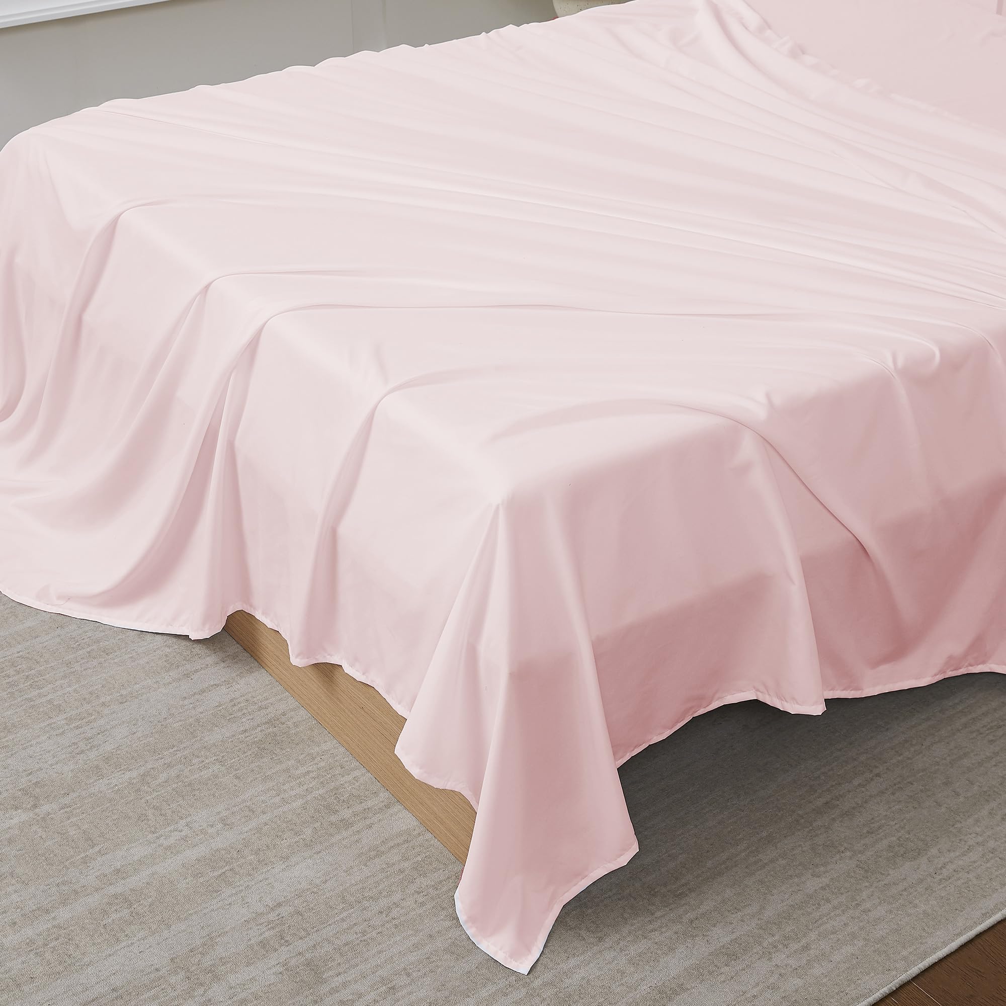 Sábana Plana Sweet Home Collection, Tamaño Completo, Color Rosa Pálido - Venta Internacional.