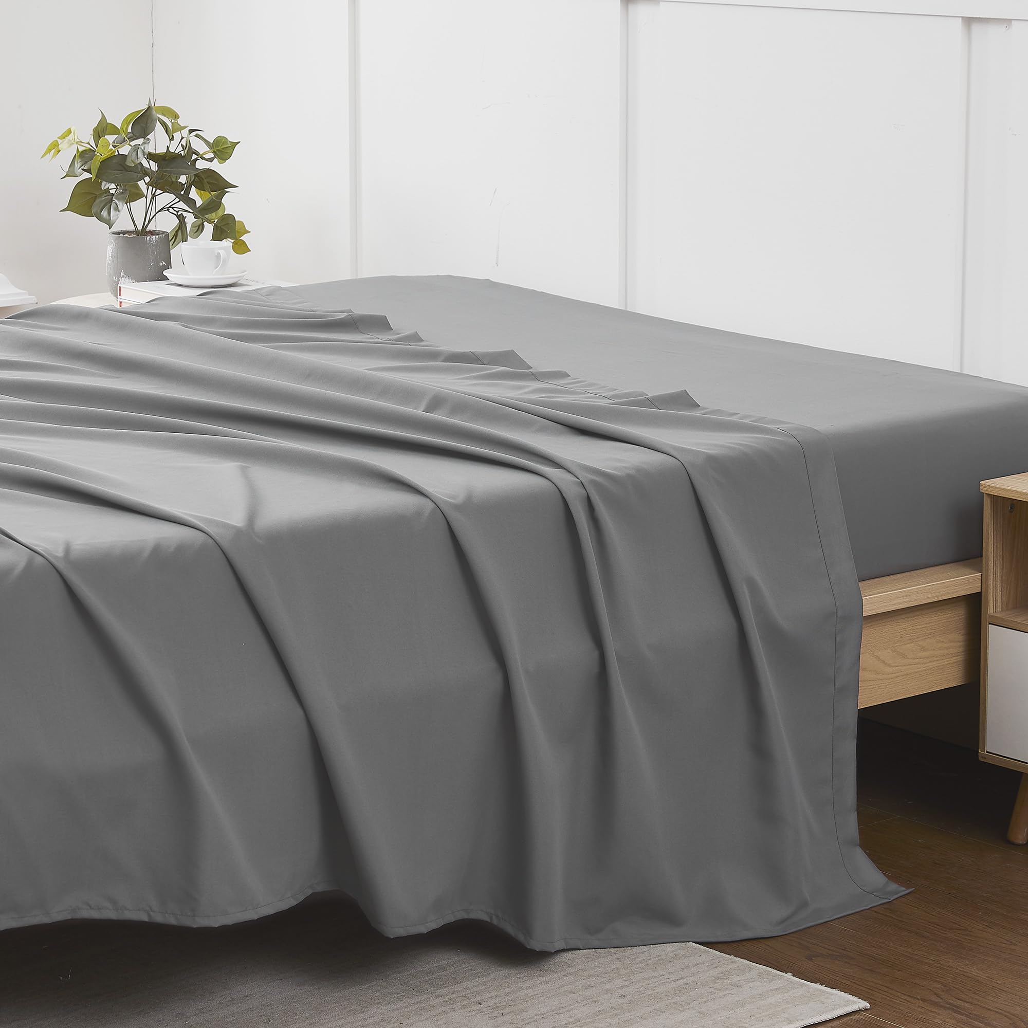 Foto 3 | Sábana Plana Sweet Home Collection, Tamaño Completo, Color Gris - Venta Internacional.