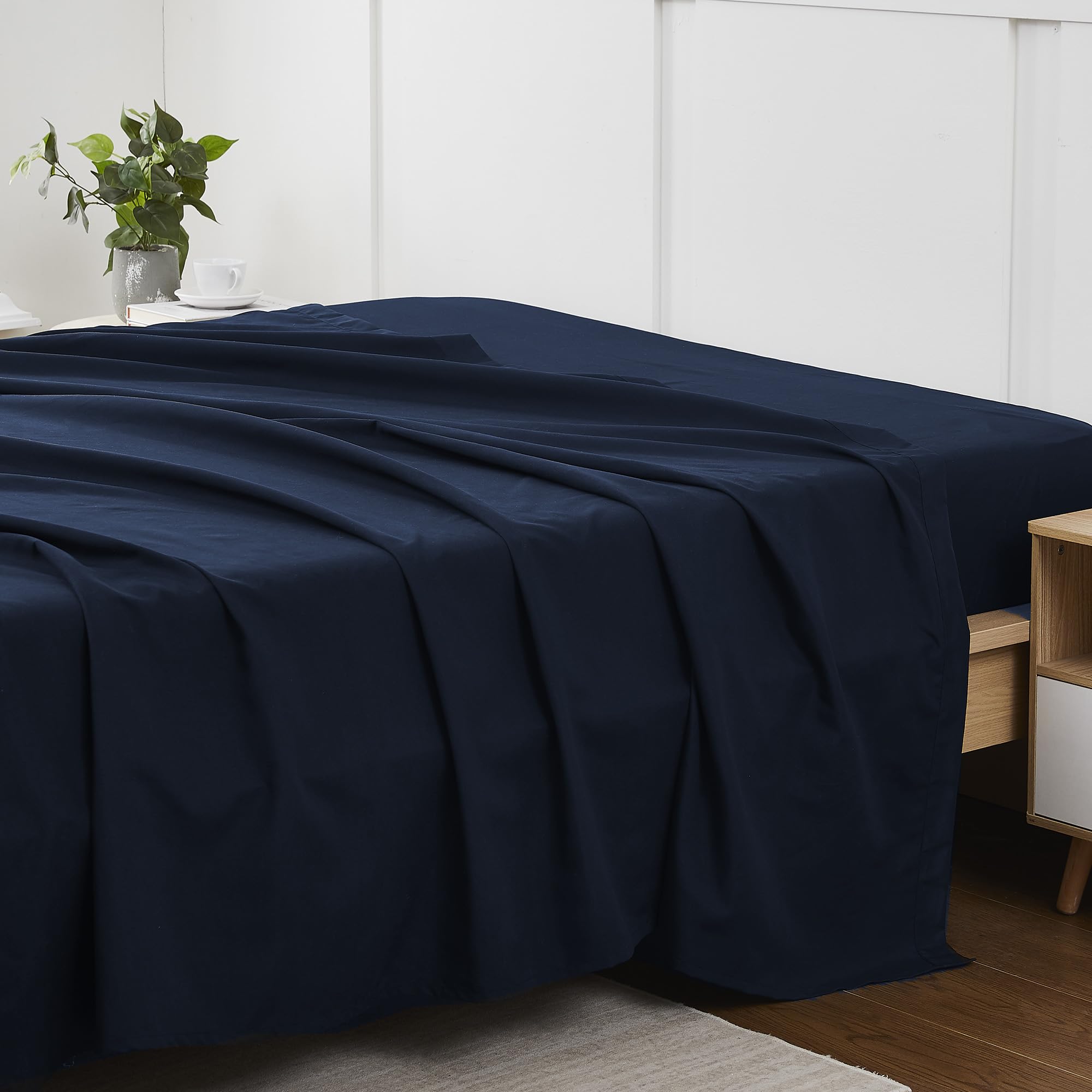 Foto 4 pulgar | Sábana Plana Sweet Home Collection King Size, Color Azul Marino - Venta Internacional.