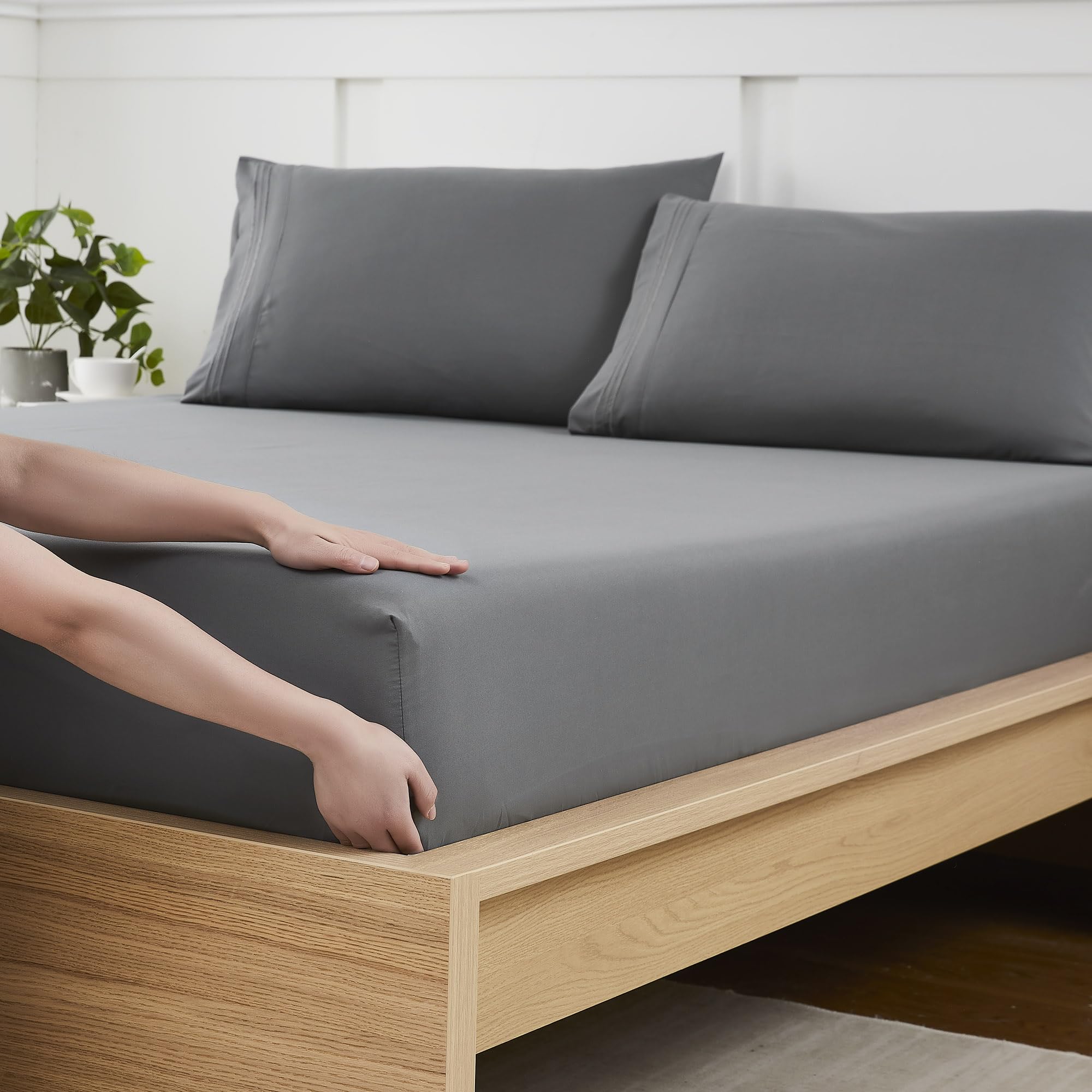 Foto 1 | Sábana Bajera Ajustable Sweet Home Collection Twin Grey De Microfibra - Venta Internacional.