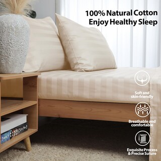 Foto 2 | Sábana Bajera Ajustable Shunjie.home King Size, Color Beige, 100% Algodón Egipcio - Venta Internacional.