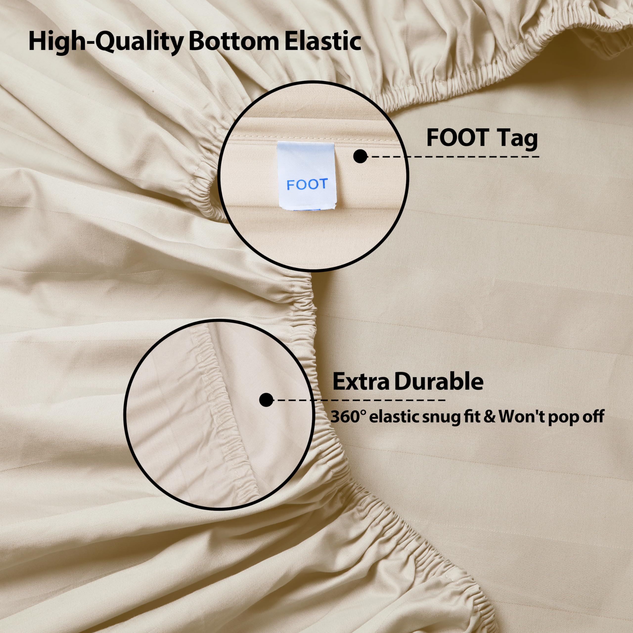 Foto 4 | Sábana Bajera Ajustable Shunjie.home King Size, Color Beige, 100% Algodón Egipcio - Venta Internacional.