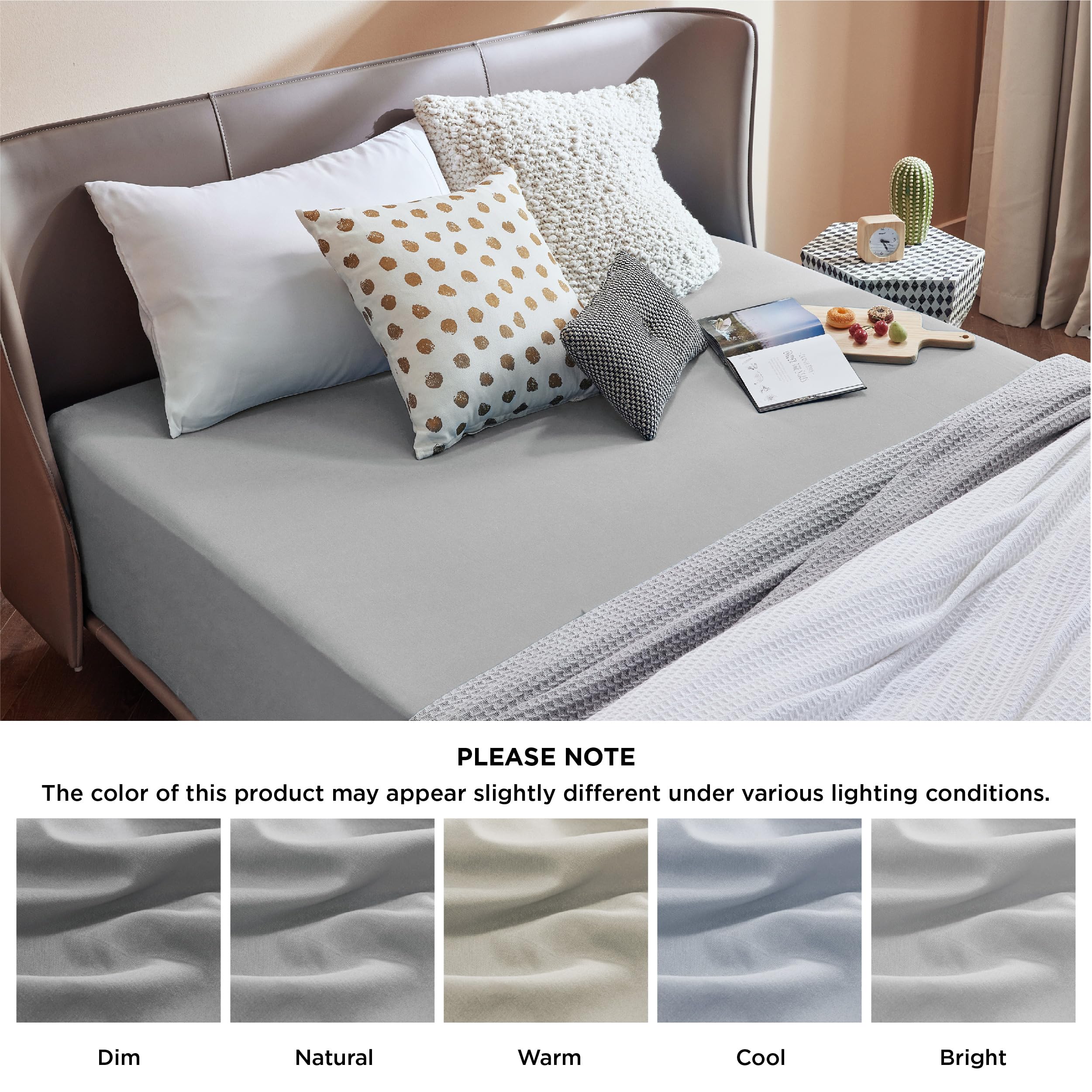 Foto 6 | Sábana Bajera Ajustable Queen Microfibra Cepillada Gris Claro - Venta Internacional