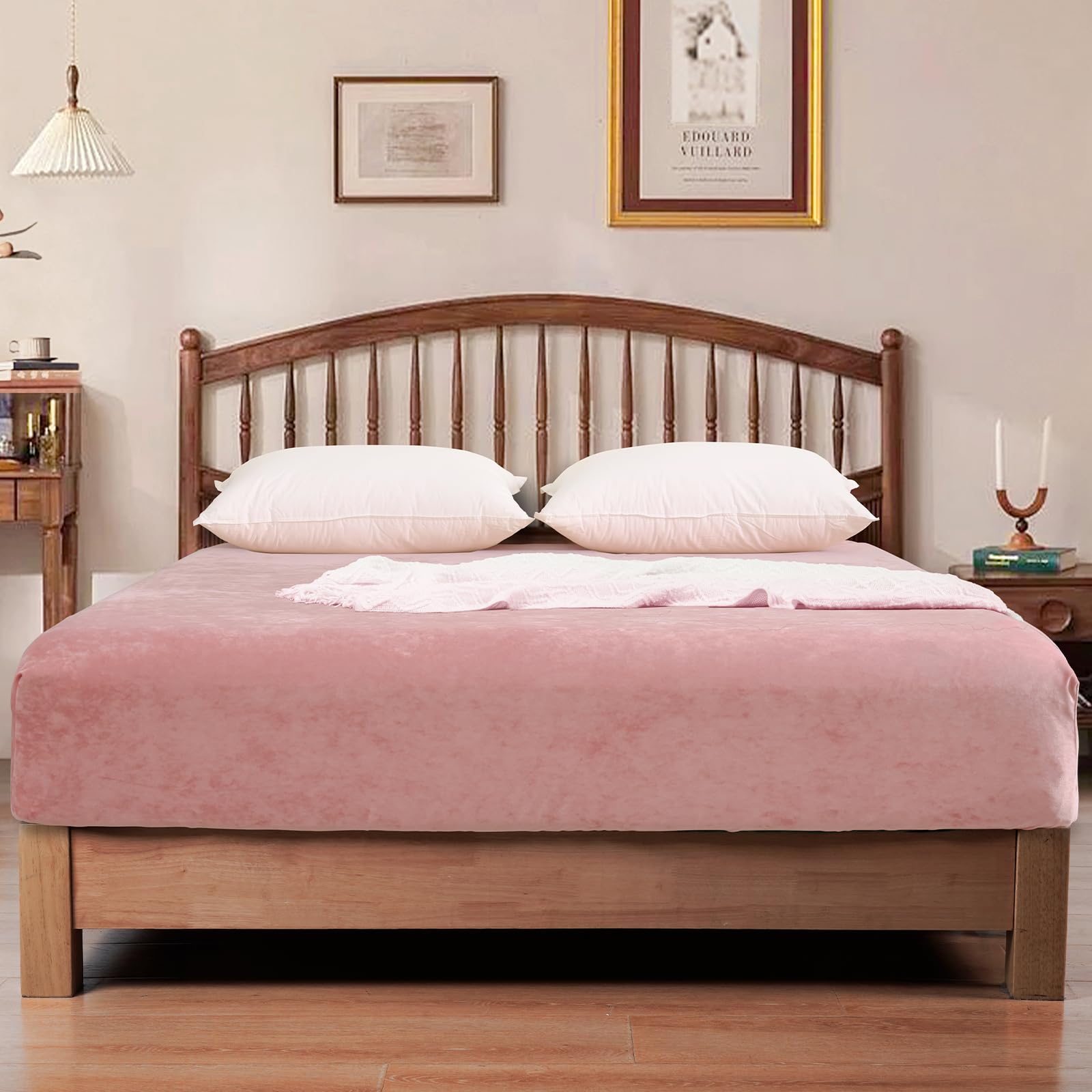 Foto 6 | Sábana Bajera Ajustable Phf Truly Velvet Tamaño Queen, Color Rosa - Venta Internacional.