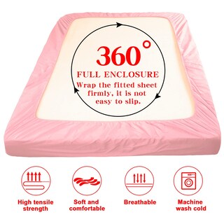 Foto 5 | Sábana Bajera Ajustable Ntbay de Microfibra Cepillada Twin XL Rosa - Venta Internacional