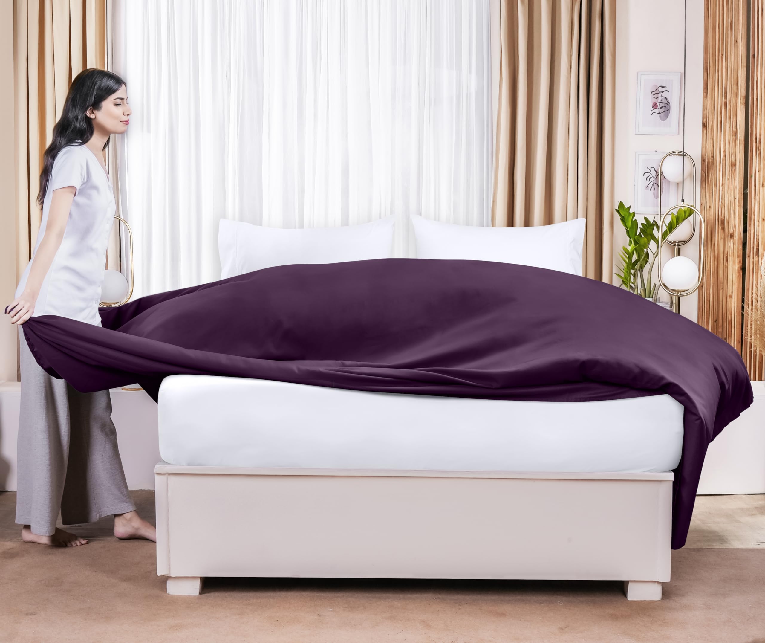 Foto 7 pulgar | Sábana Plana Utopia Bedding, Doble, Color Morado, Suave Microfibra Cepillada - Venta Internacional.
