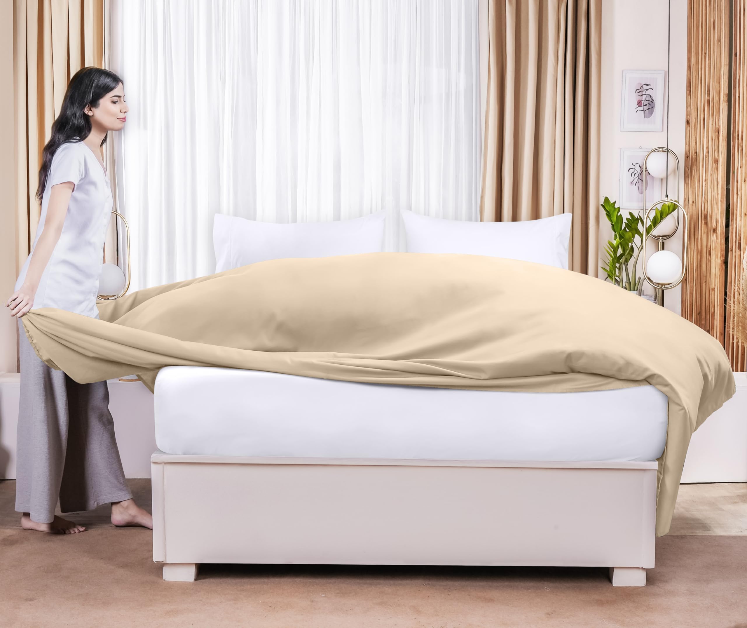 Foto 7 pulgar | Sábana Plana Utopia Bedding Queen, Color Beige, Suave Microfibra Cepillada - Venta Internacional.