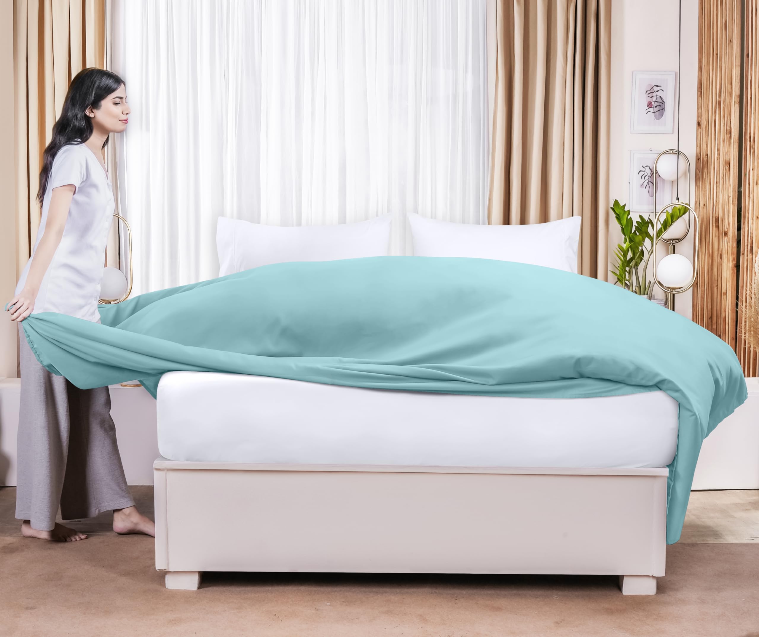 Foto 7 pulgar | Sábana Plana Utopia Bedding De Microfibra Cepillada Suave Para Cama King Spa, Color Azul - Venta Internacional.