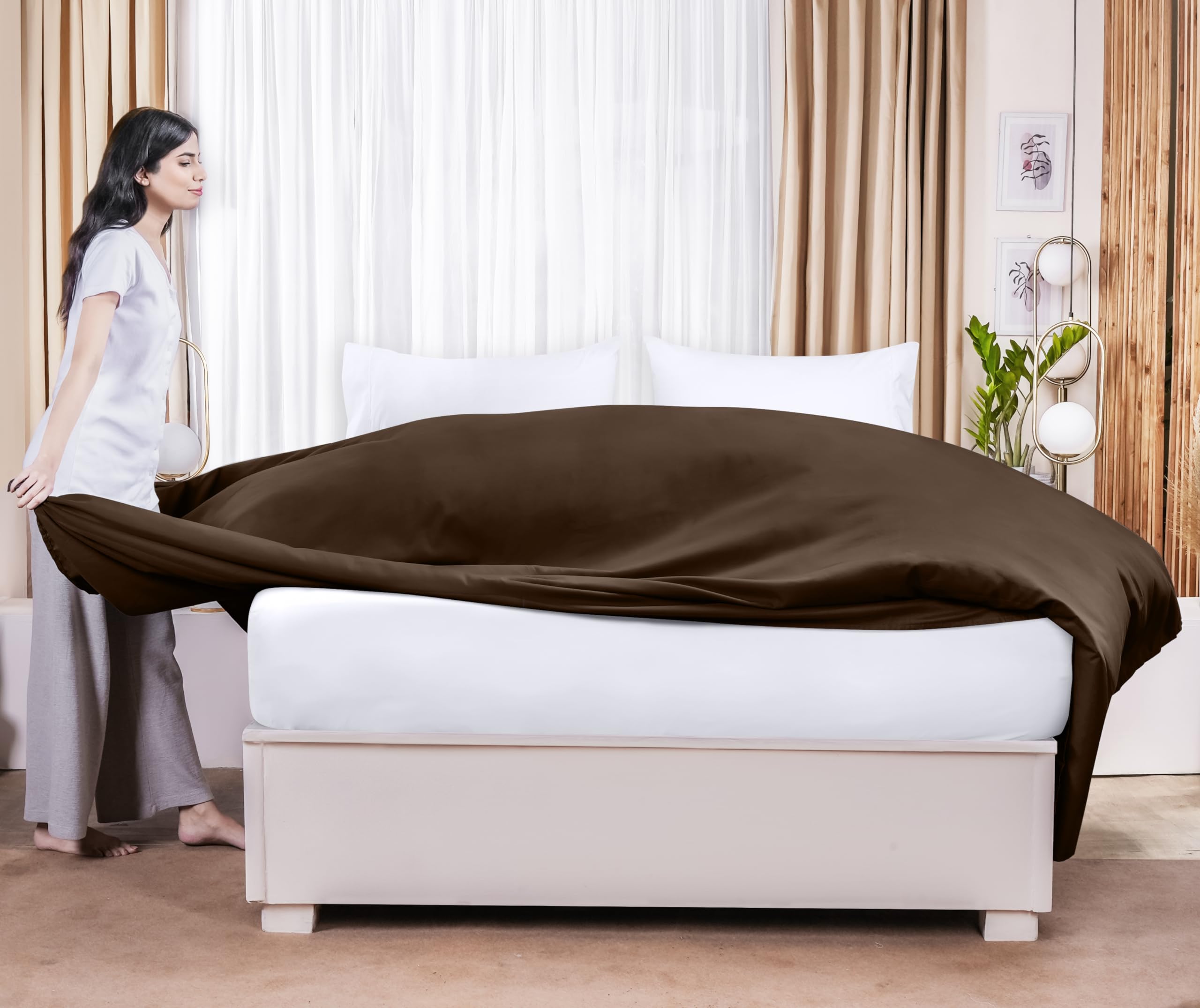 Foto 7 pulgar | Sábana Plana Utopia Bedding Queen Brown, Suave Microfibra Cepillada - Venta Internacional.