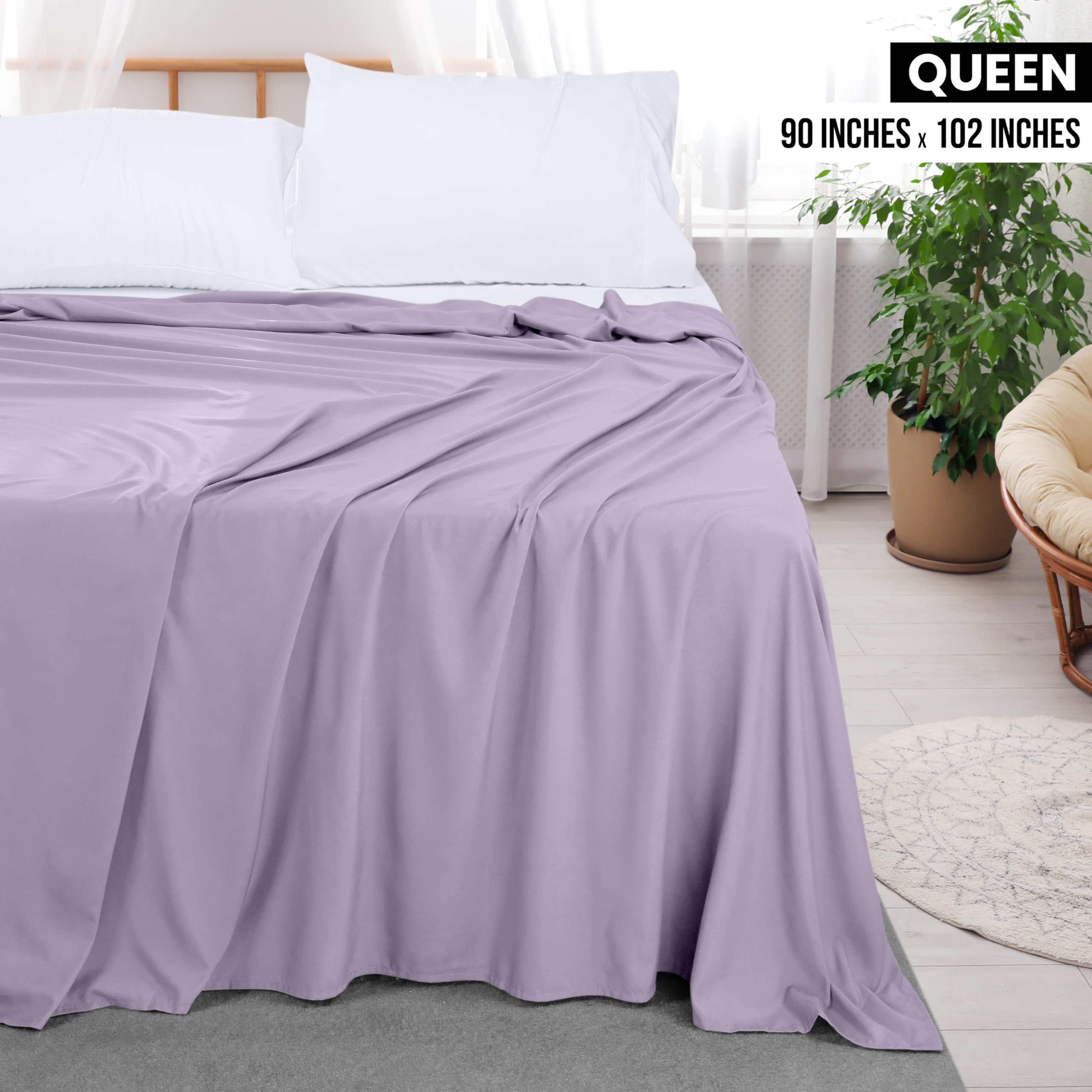 Foto 3 pulgar | Sábana Plana Utopia Bedding Queen Lavender De Microfibra Suave - Venta Internacional.