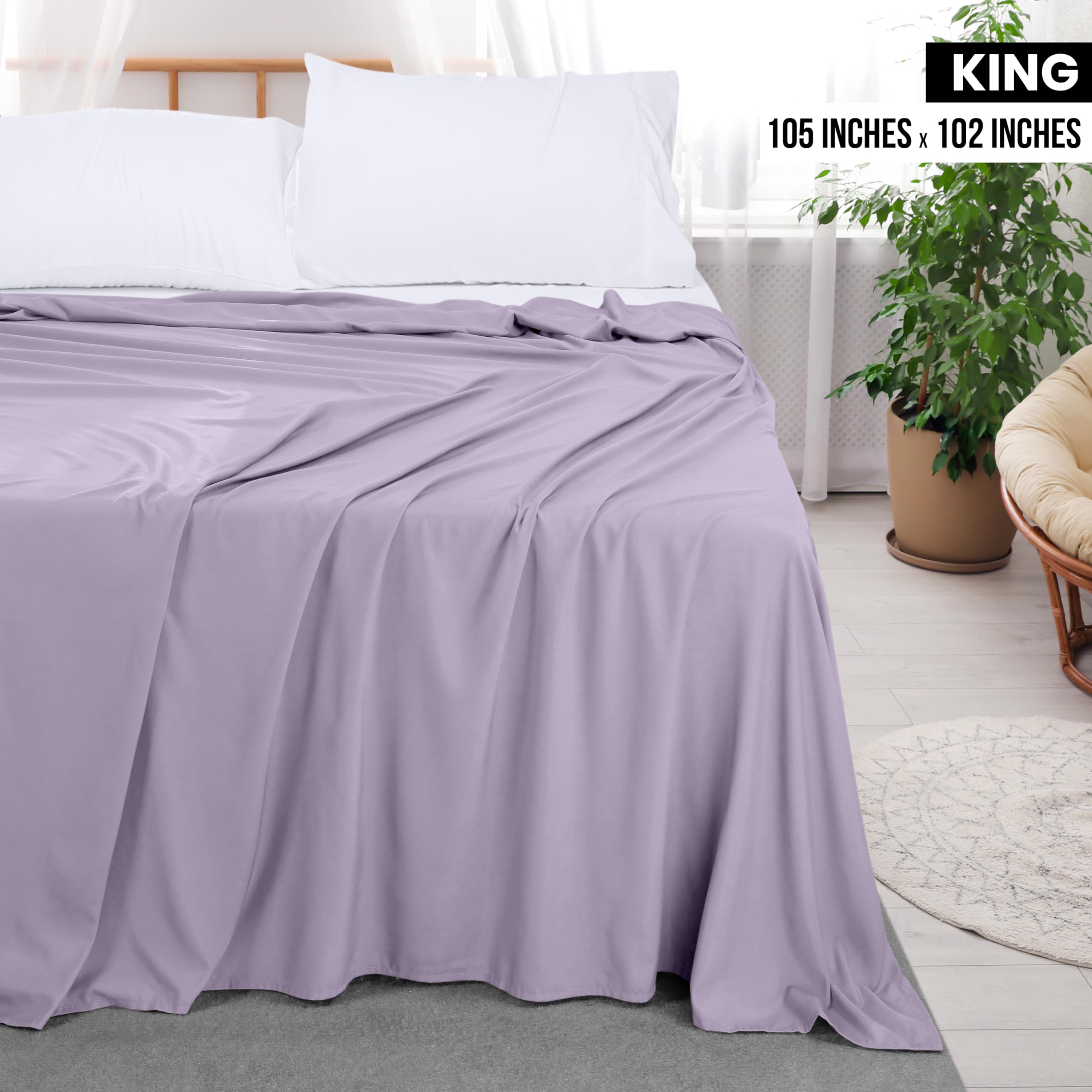Foto 3 pulgar | Sábana Plana Utopia Bedding, Suave Microfibra Cepillada, Tamaño King - Venta Internacional.