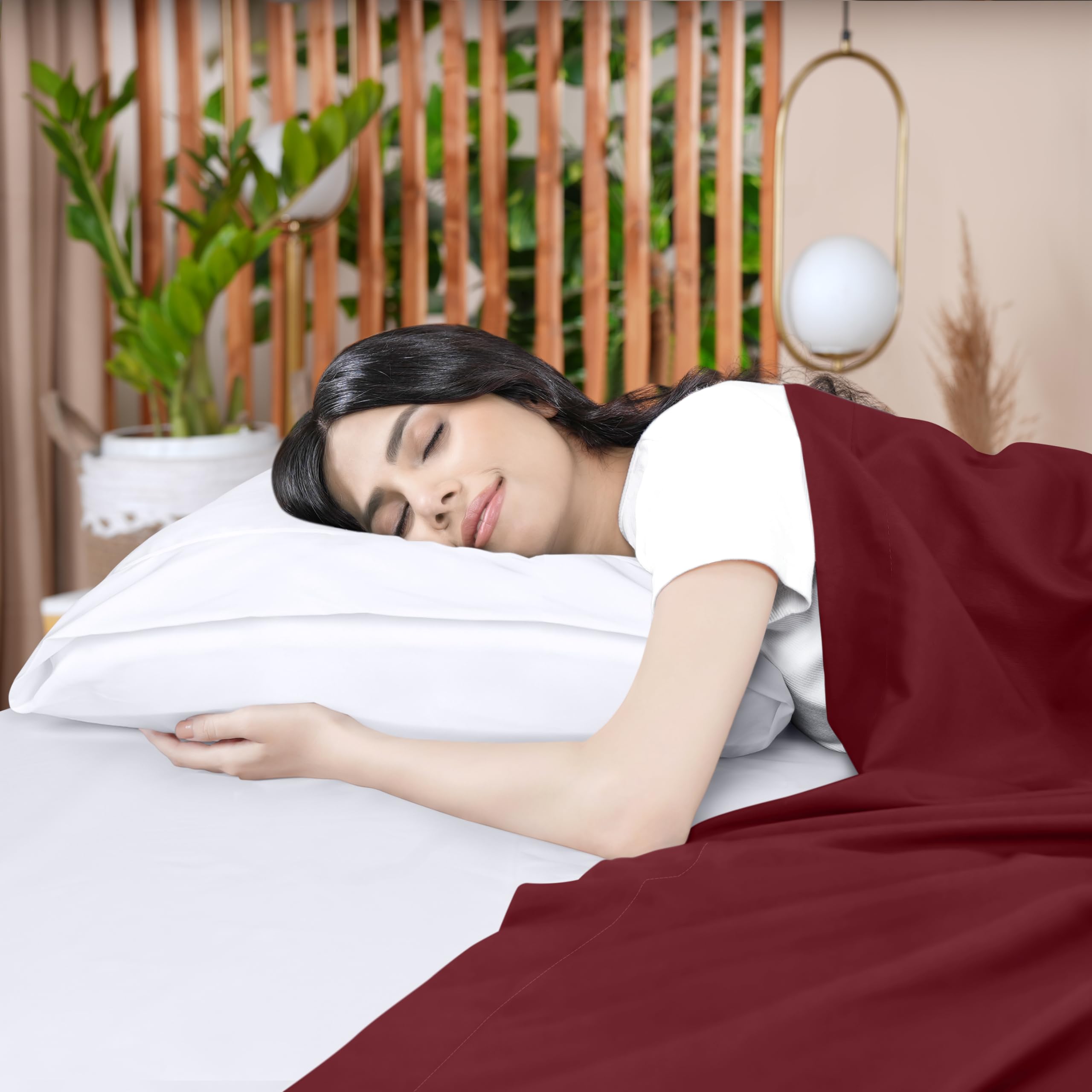 Foto 5 | Sábana Plana Utopia Bedding Twin, Microfibra Cepillada, Color Burdeos - Venta Internacional.