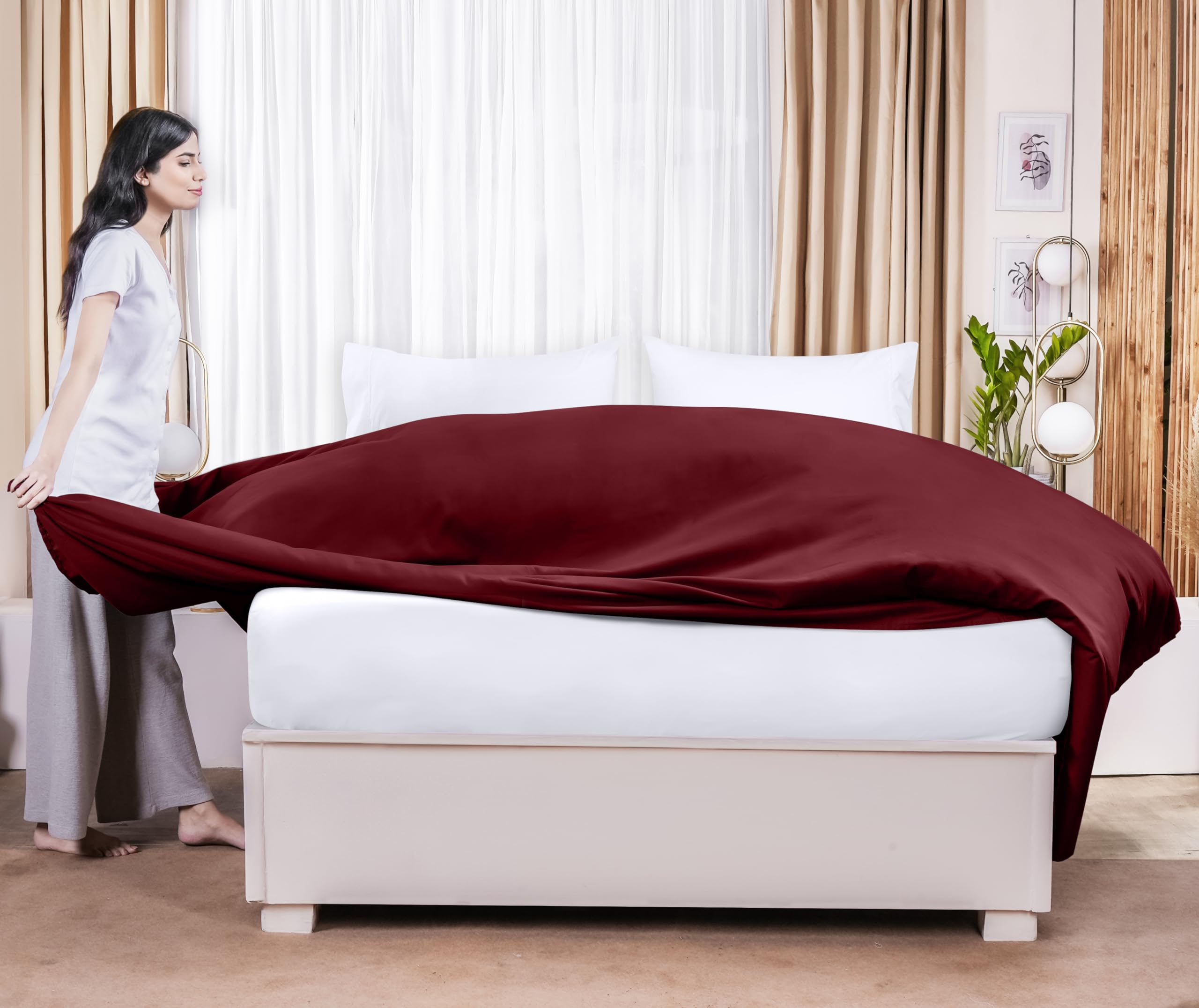 Foto 7 pulgar | Sábana Plana Utopia Bedding Twin, Microfibra Cepillada, Color Burdeos - Venta Internacional.