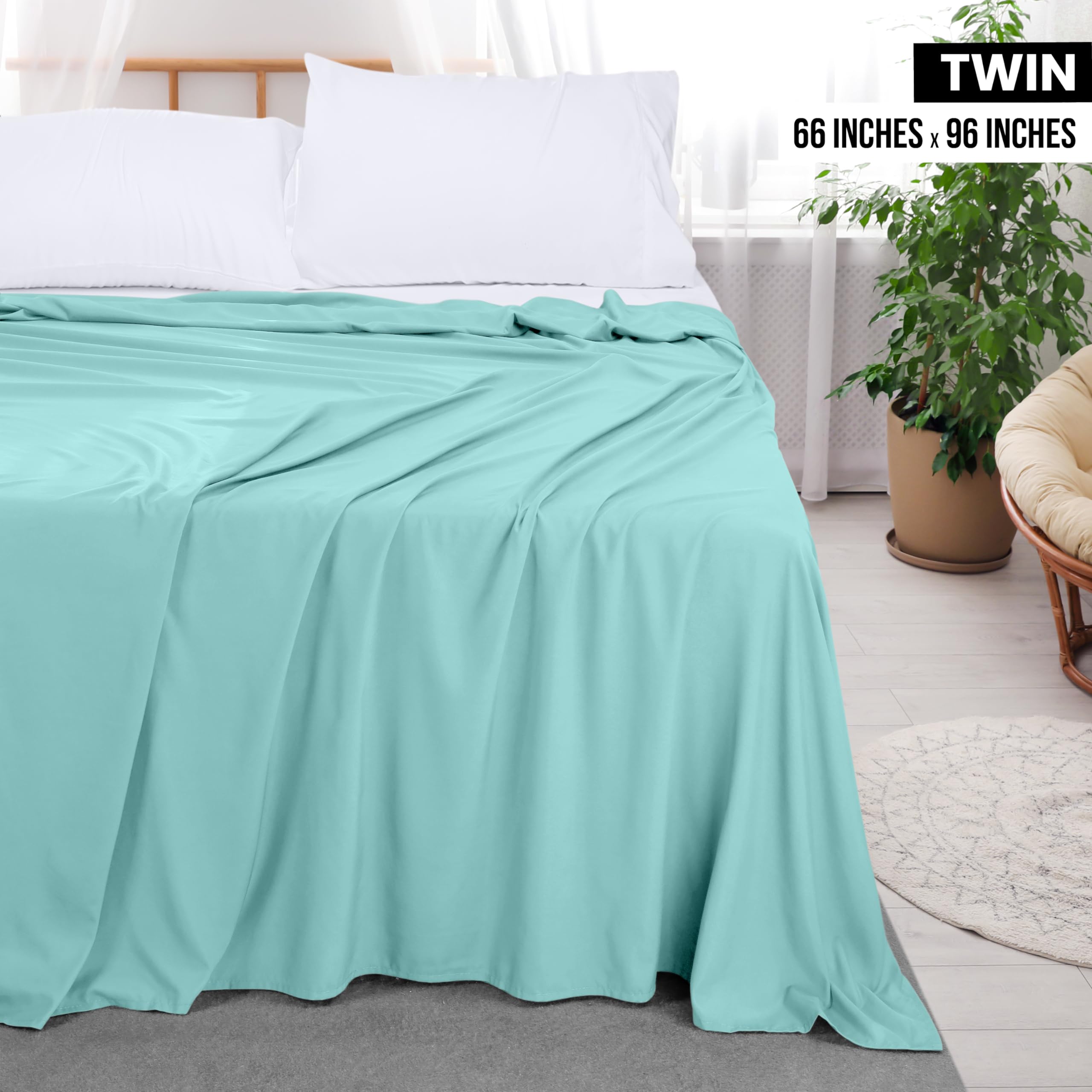 Foto 3 pulgar | Sábana Plana Utopia Bedding Twin Spa, Microfibra Cepillada, Azul - Venta Internacional.