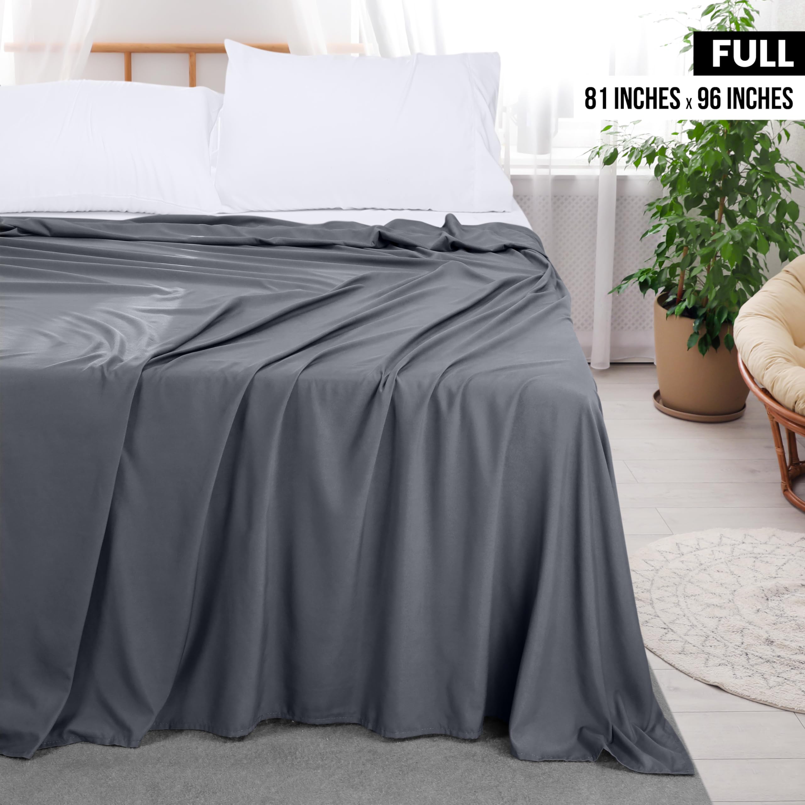 Foto 3 pulgar | Ropa De Cama Plana Utopia, Totalmente Gris, De Microfibra Cepillada Suave - Venta Internacional.