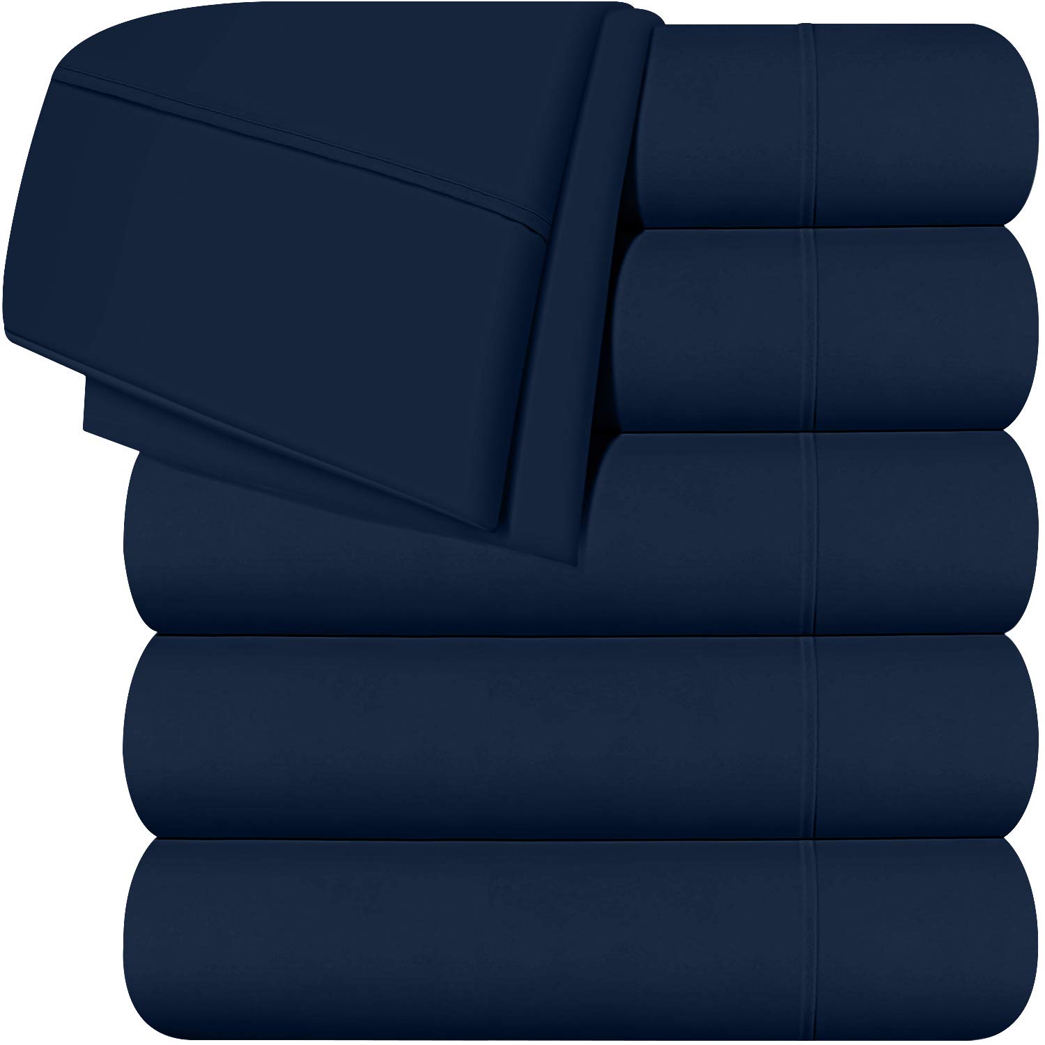 Sábanas Planas Utopia Bedding, Paquete De 6 Piezas, Color Azul Marino - Venta Internacional.