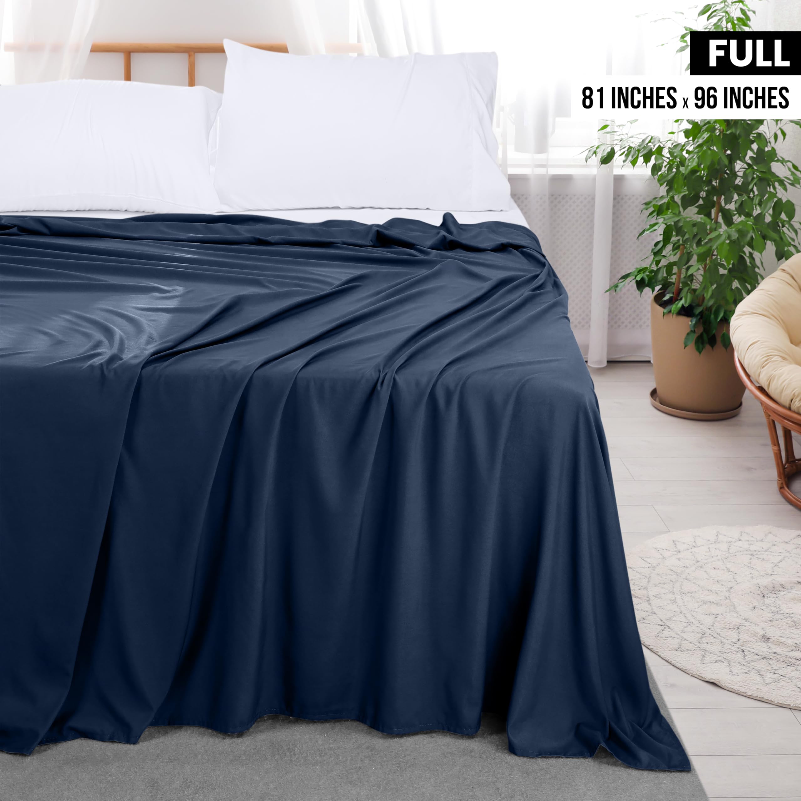 Foto 2 | Sábanas Planas Utopia Bedding, Paquete De 6 Piezas, Color Azul Marino - Venta Internacional.