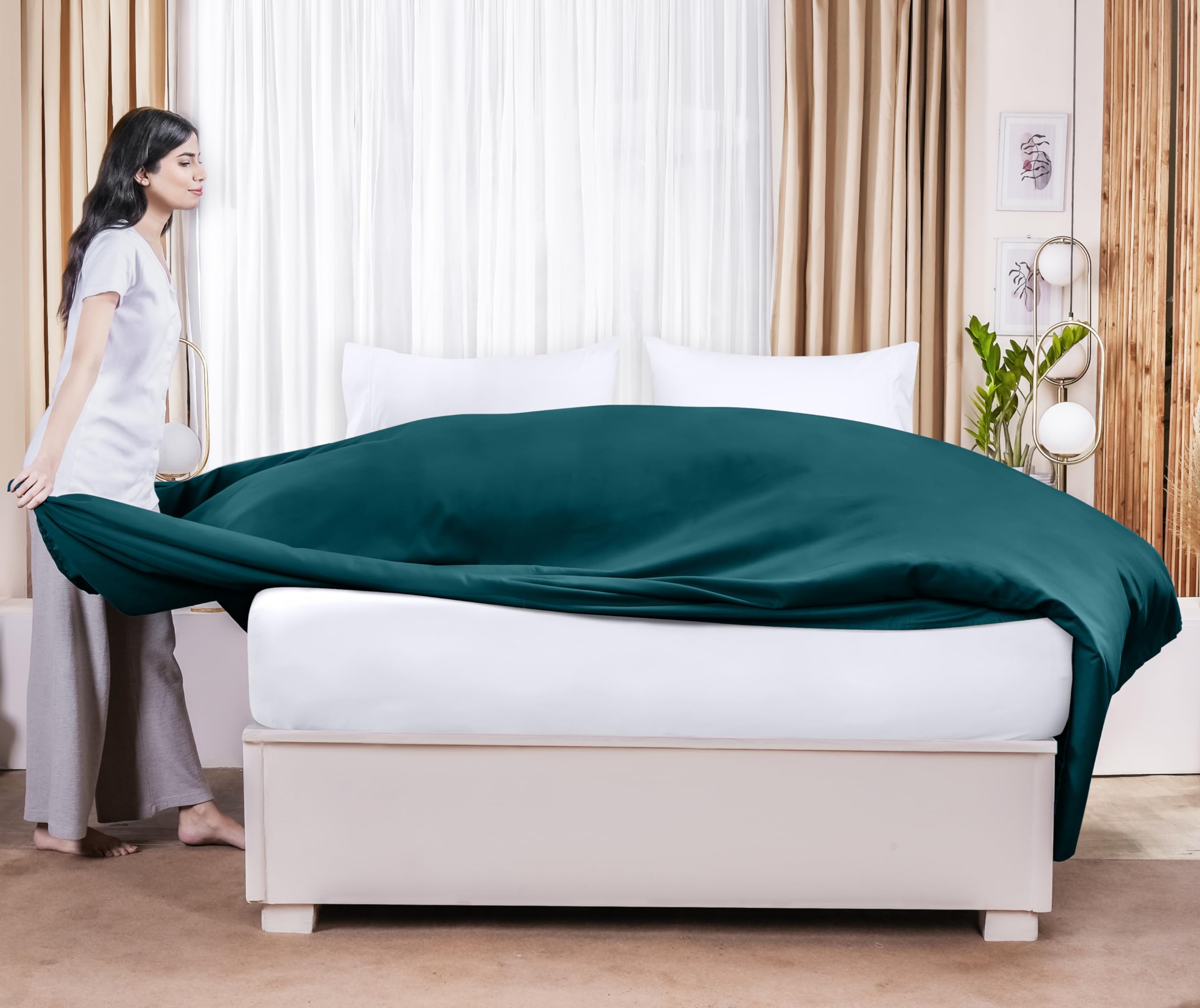 Foto 7 pulgar | Sábana Plana Utopia Bedding De Microfibra Cepillada Suave, Tamaño King, Color Verde Azulado - Venta Internacional.