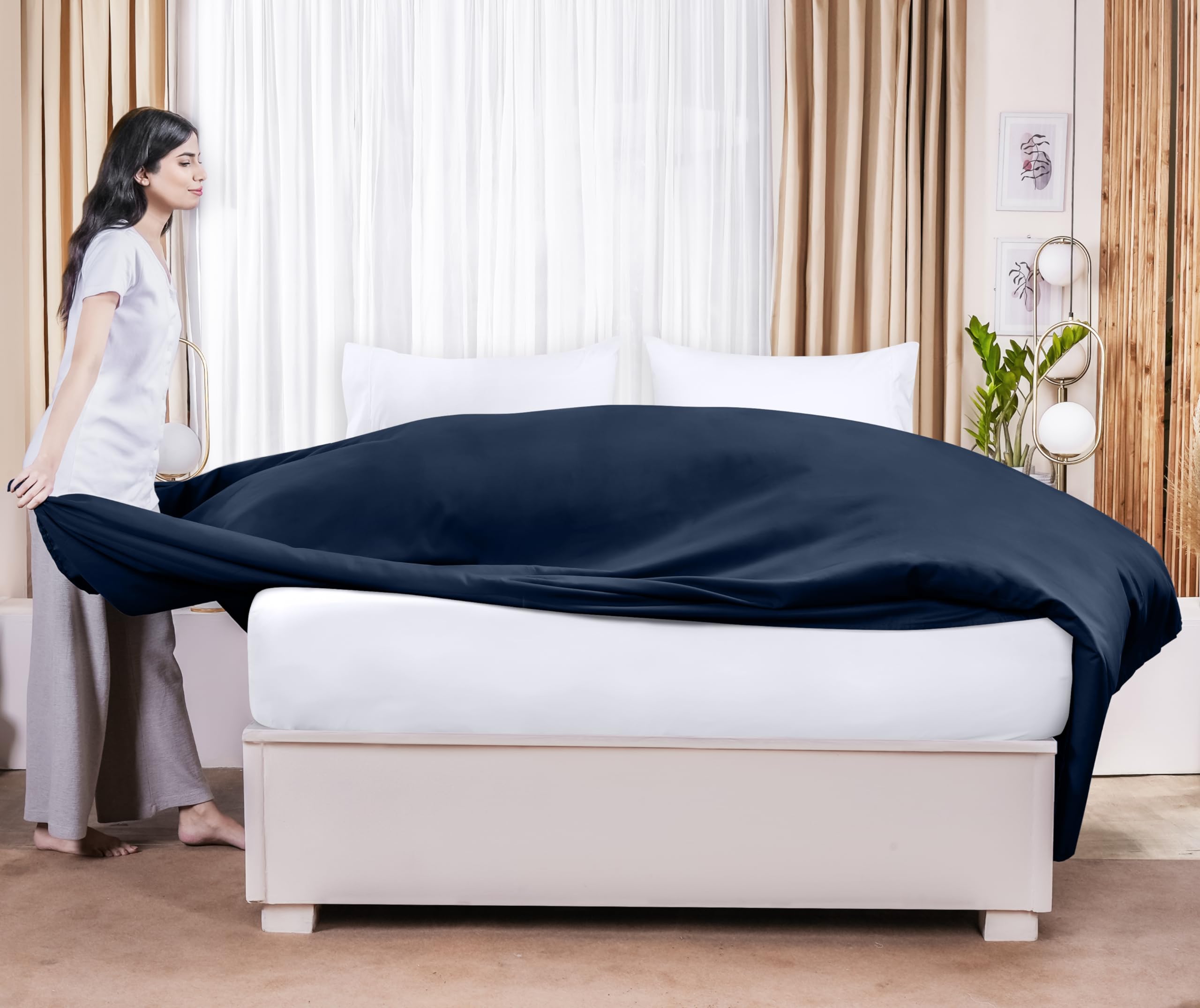 Foto 6 | Sábana Plana Utopia Bedding Queen, Suave Microfibra Cepillada, Azul Marino - Venta Internacional.