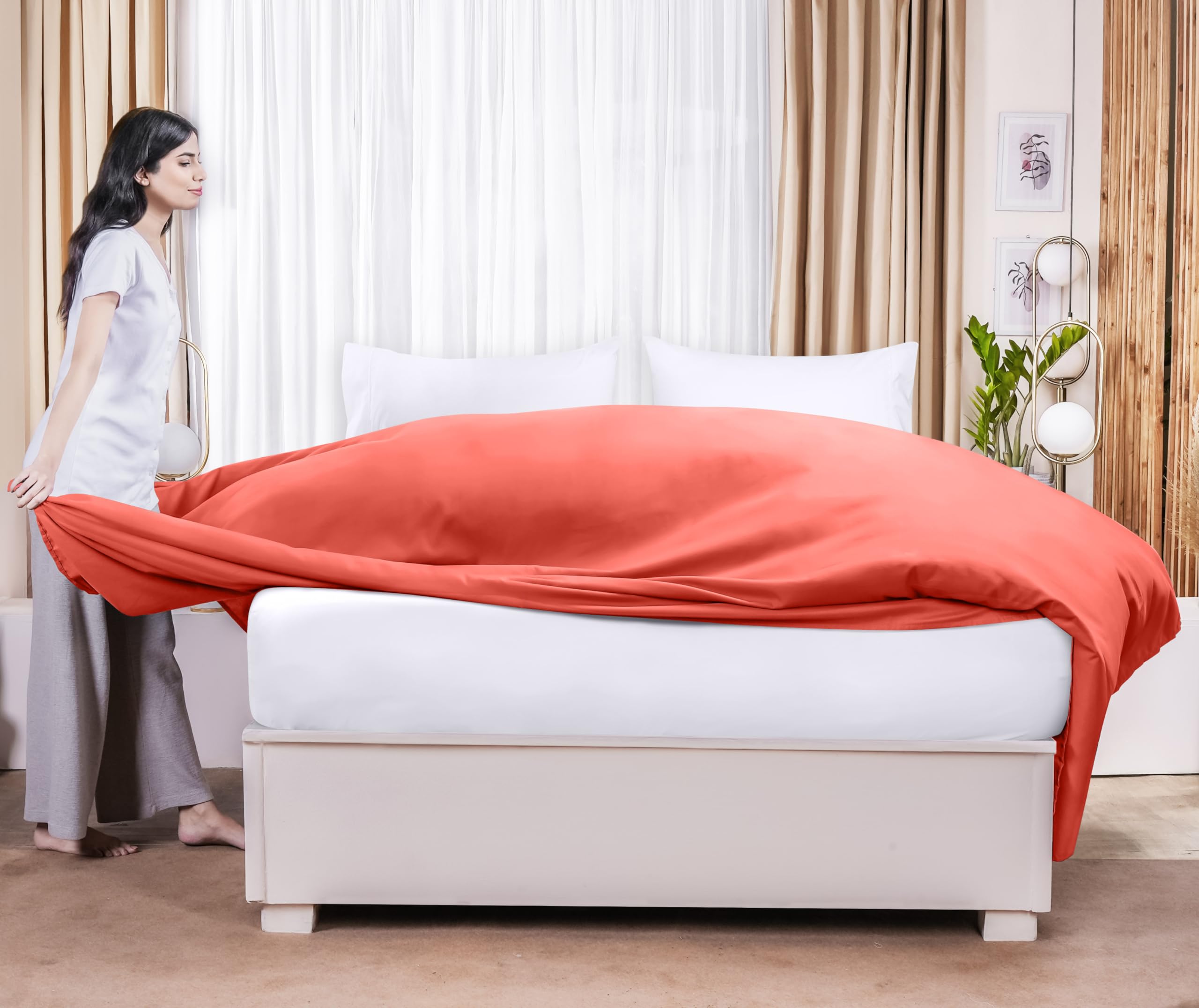 Foto 7 pulgar | Sábana Plana Utopia Bedding Queen Coral, Suave Microfibra Cepillada - Venta Internacional.