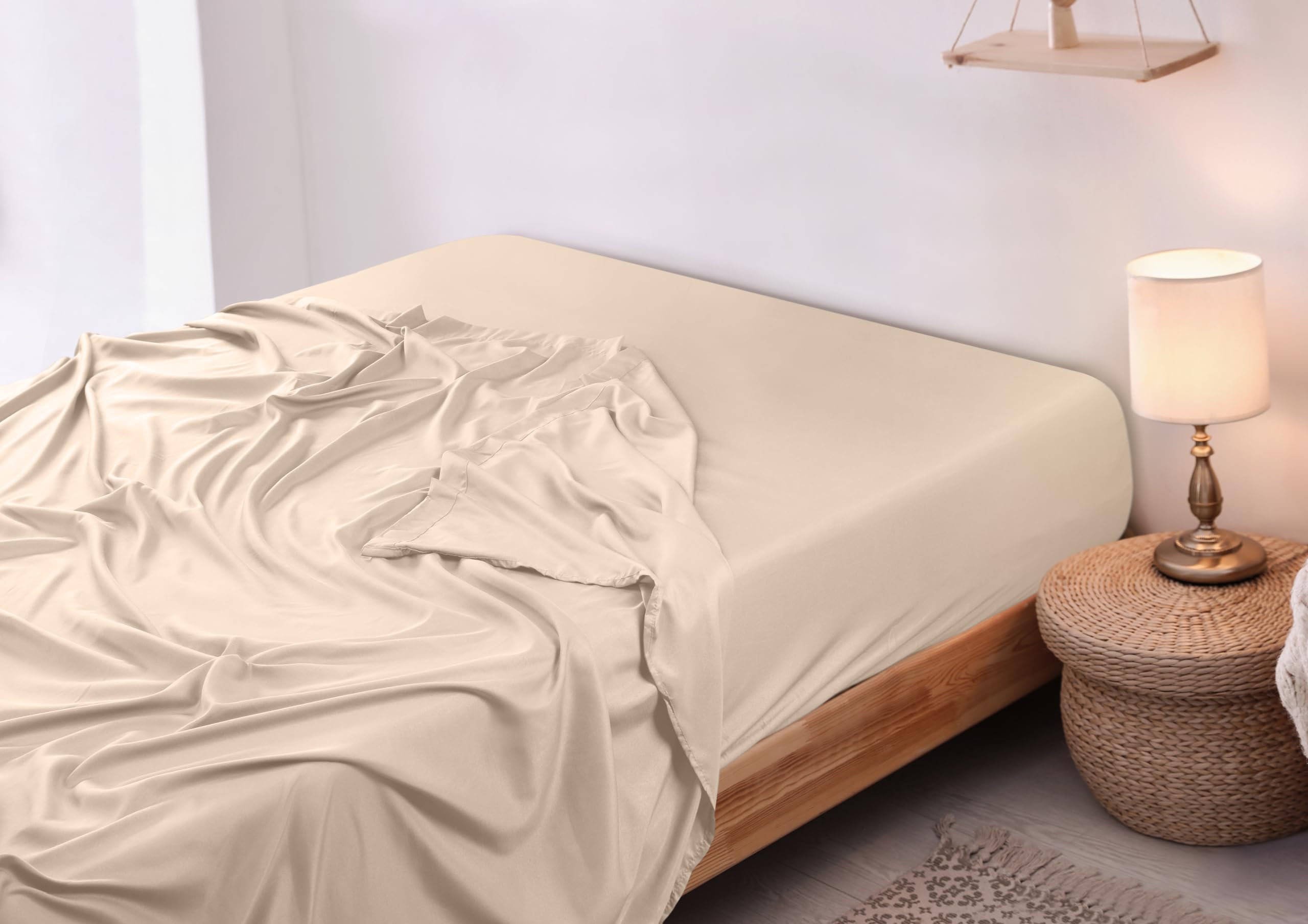 Foto 4 pulgar | Sábana Plana Utopia Bedding De Microfibra Cepillada Suave, Tamaño King Beige - Venta Internacional.
