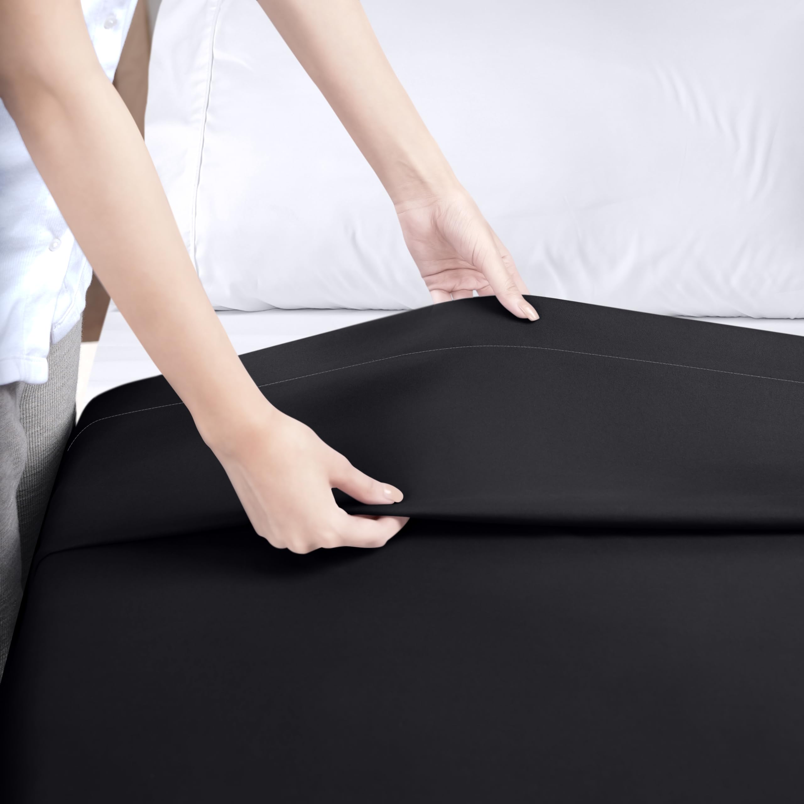 Foto 8 pulgar | Sábana Plana Utopia Bedding Queen, Color Negro, Suave Microfibra Cepillada - Venta Internacional.