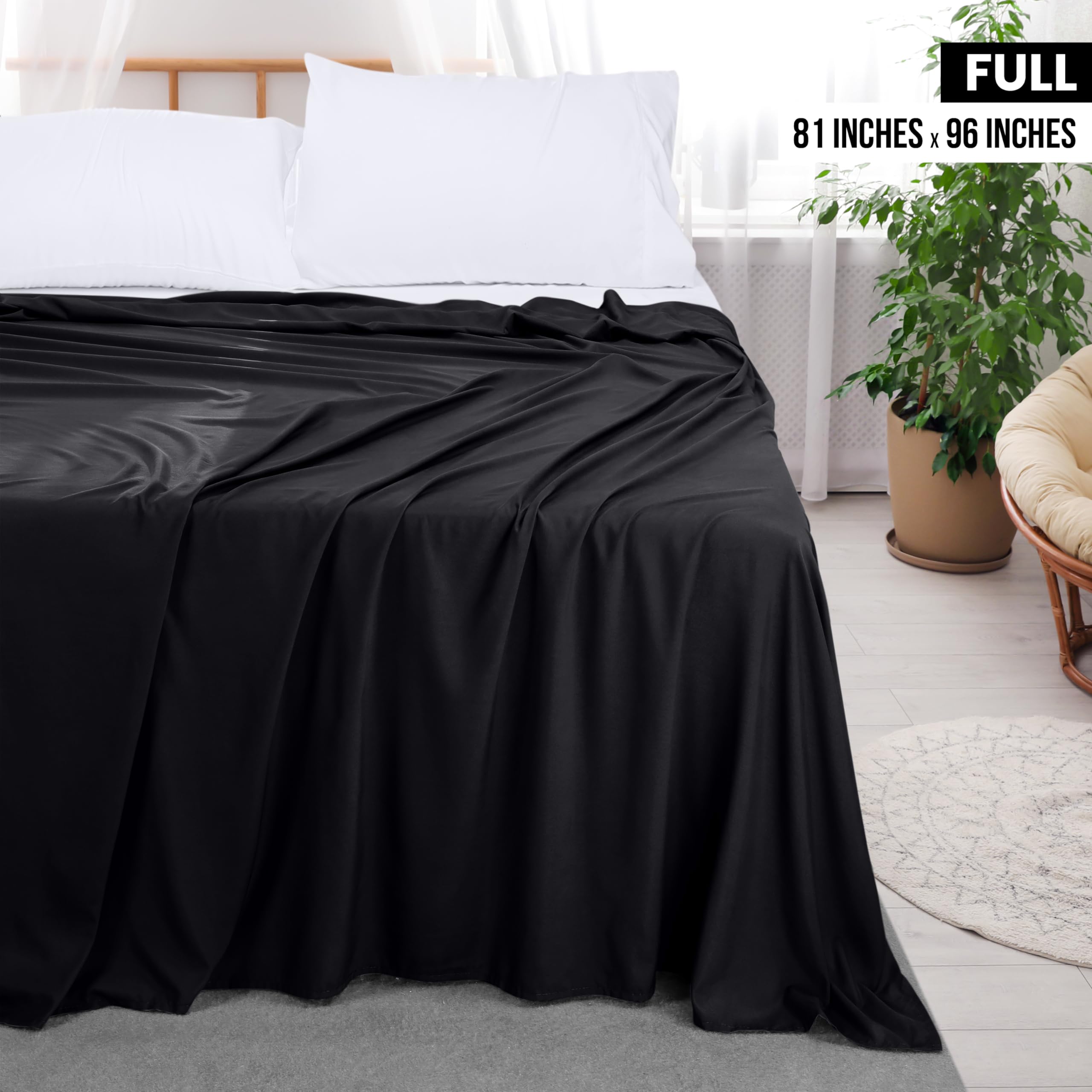Foto 3 pulgar | Ropa De Cama Plana Utopia, Completamente Negra, De Microfibra Cepillada Suave - Venta Internacional.