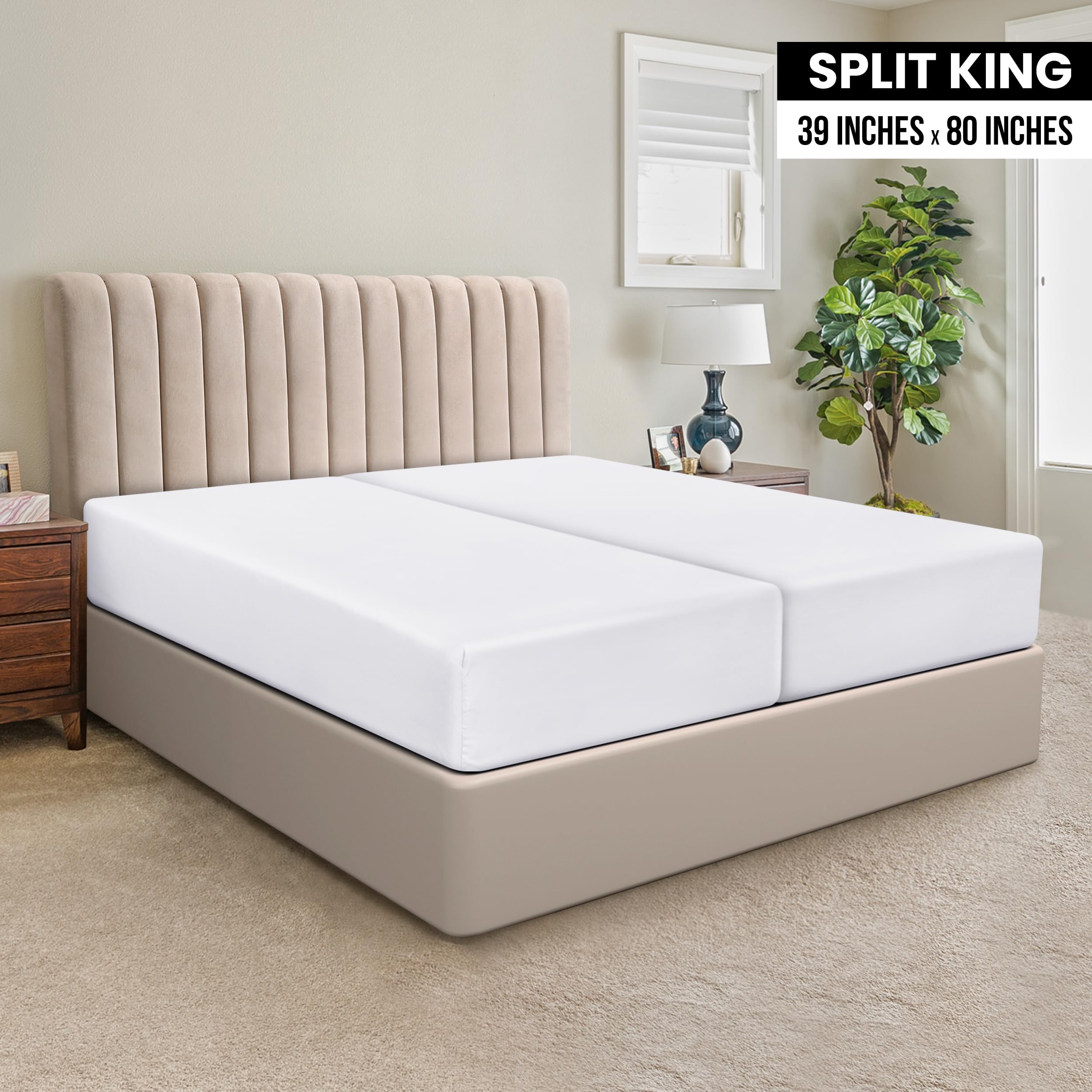 Foto 3 pulgar | Sábana Ajustable Utopia Bedding Split-king Soft De Microfibra Blanca - Venta Internacional.