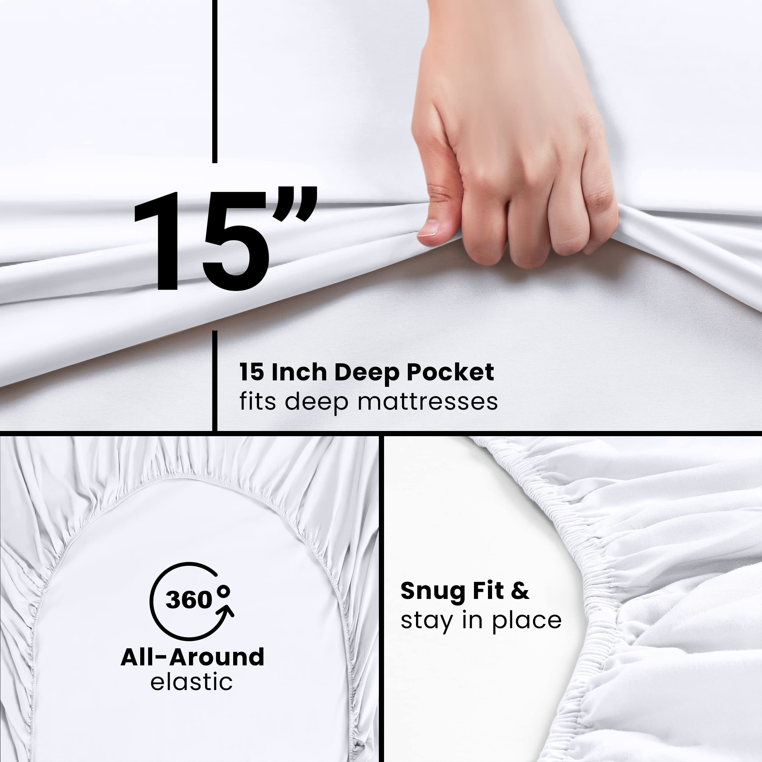 Foto 5 | Sábana Ajustable Utopia Bedding Split-king Soft De Microfibra Blanca - Venta Internacional.