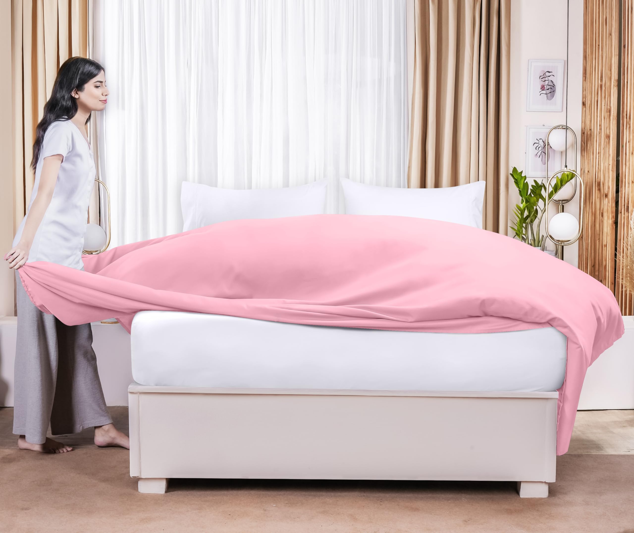 Foto 6 | Sábana Plana Utopia Bedding Queen De Microfibra Cepillada Suave, Rosa - Venta Internacional.